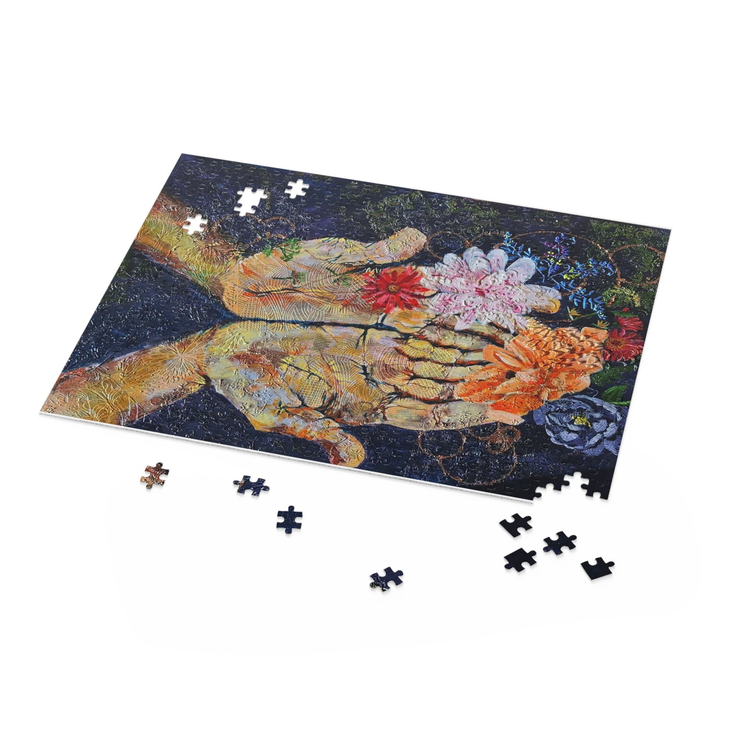 Hands and Flowers Gratitude Puzzle - 120, 252, 500-Piece Jigsaw, Artistic Decor, Halloween, Celebrations, Gift for Puzzle Lovers