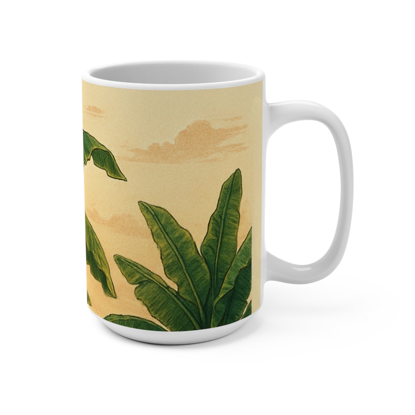 Tropical Leaves Mug, Coffee Cup for Plant Lovers, Gift for Nature Enthusiasts, Summer Vibes Drinkware, Housewarming Gift