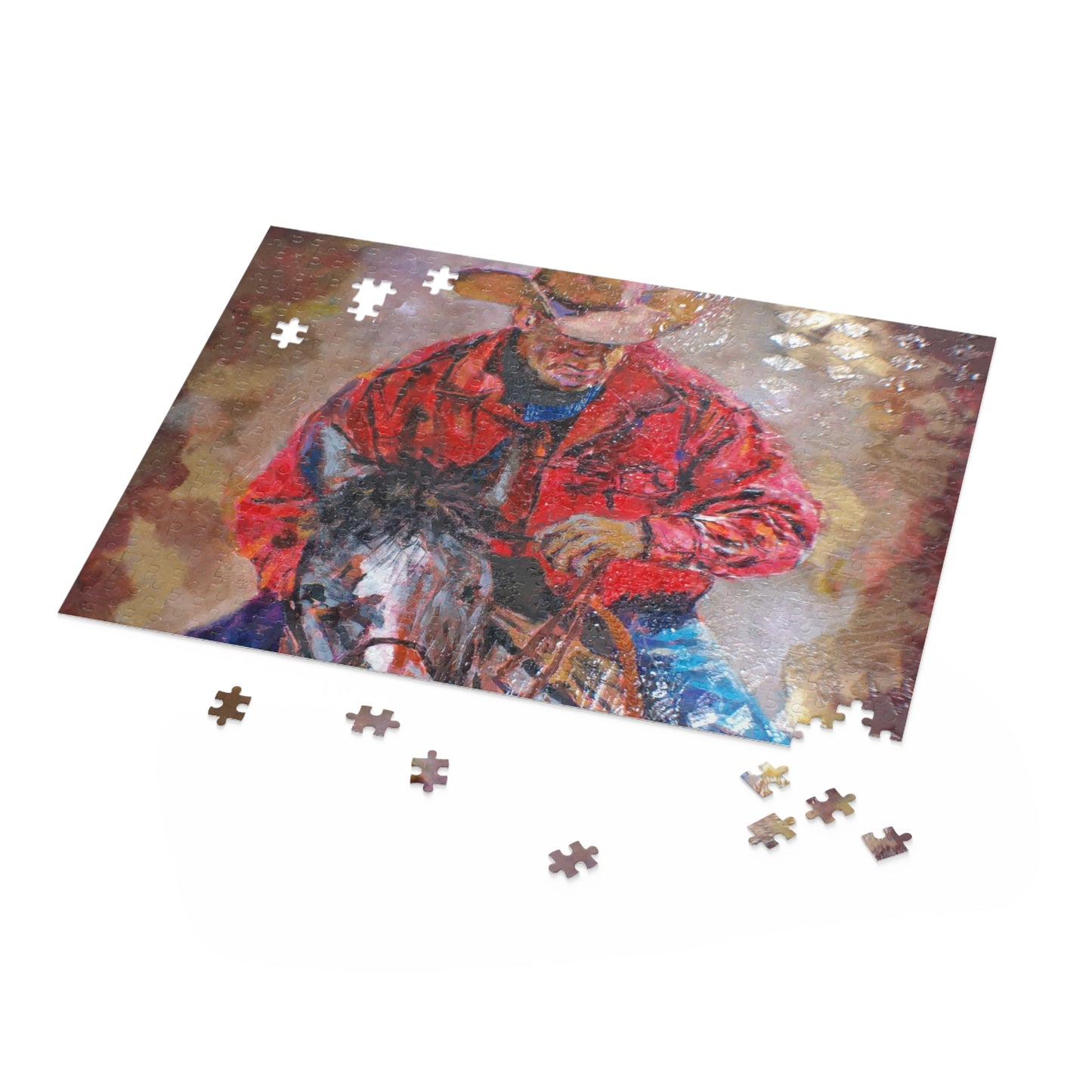 Western Cowboy Horse Riding Puzzle — Patriotic American Man Jigsaw (120/252/500 pcs)
