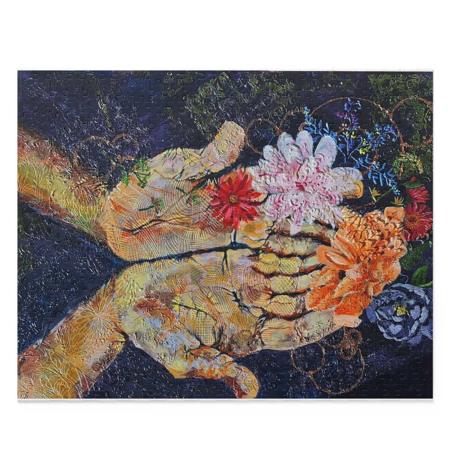 Hands and Flowers Gratitude Puzzle - 120, 252, 500-Piece Jigsaw, Artistic Decor, Halloween, Celebrations, Gift for Puzzle Lovers