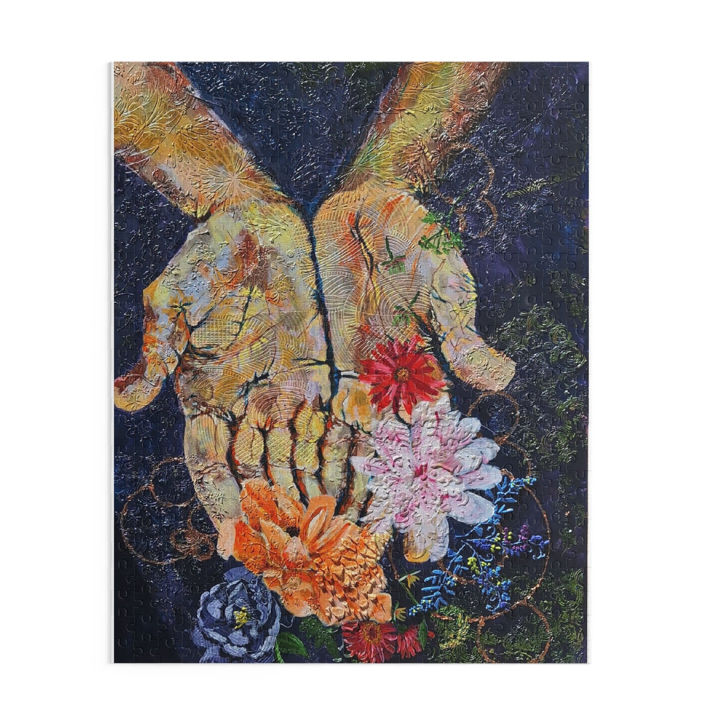 Hands and Flowers Gratitude Puzzle - 120, 252, 500-Piece Jigsaw, Artistic Decor, Halloween, Celebrations, Gift for Puzzle Lovers