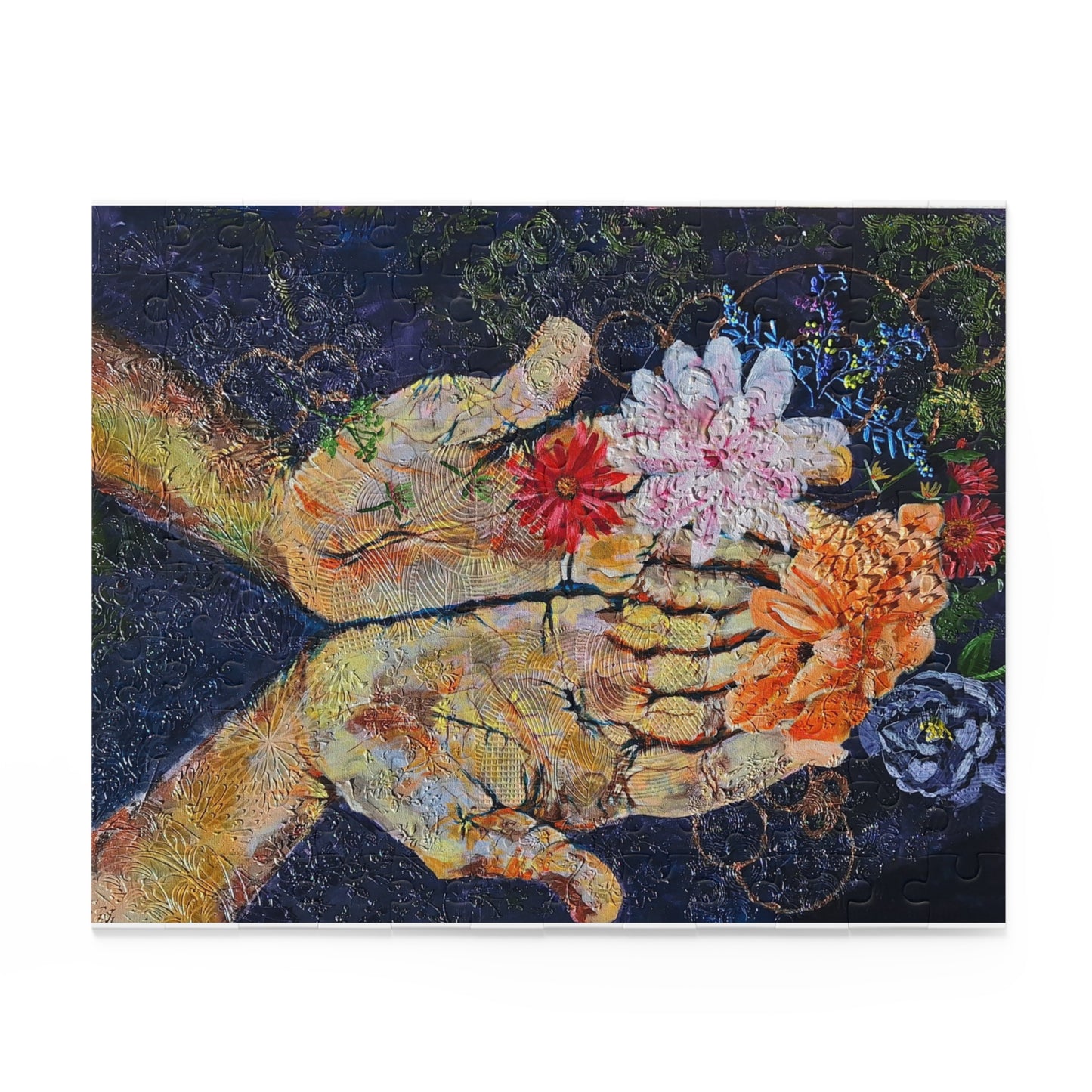 Hands and Flowers Gratitude Puzzle - 120, 252, 500-Piece Jigsaw, Artistic Decor, Halloween, Celebrations, Gift for Puzzle Lovers