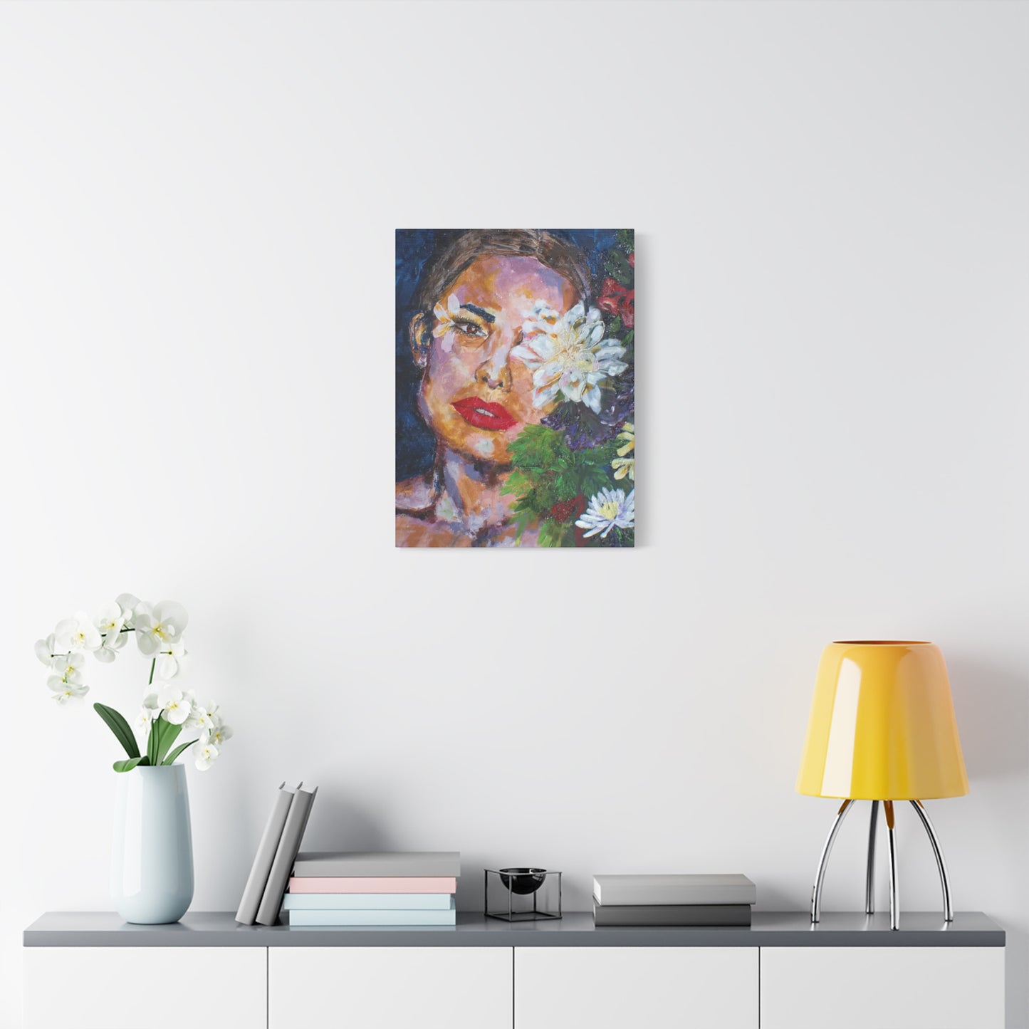 "American Beauty" Print on Matte Canvas - Beautiful Woman With Flowers | Stretched 1.25" Wall Art