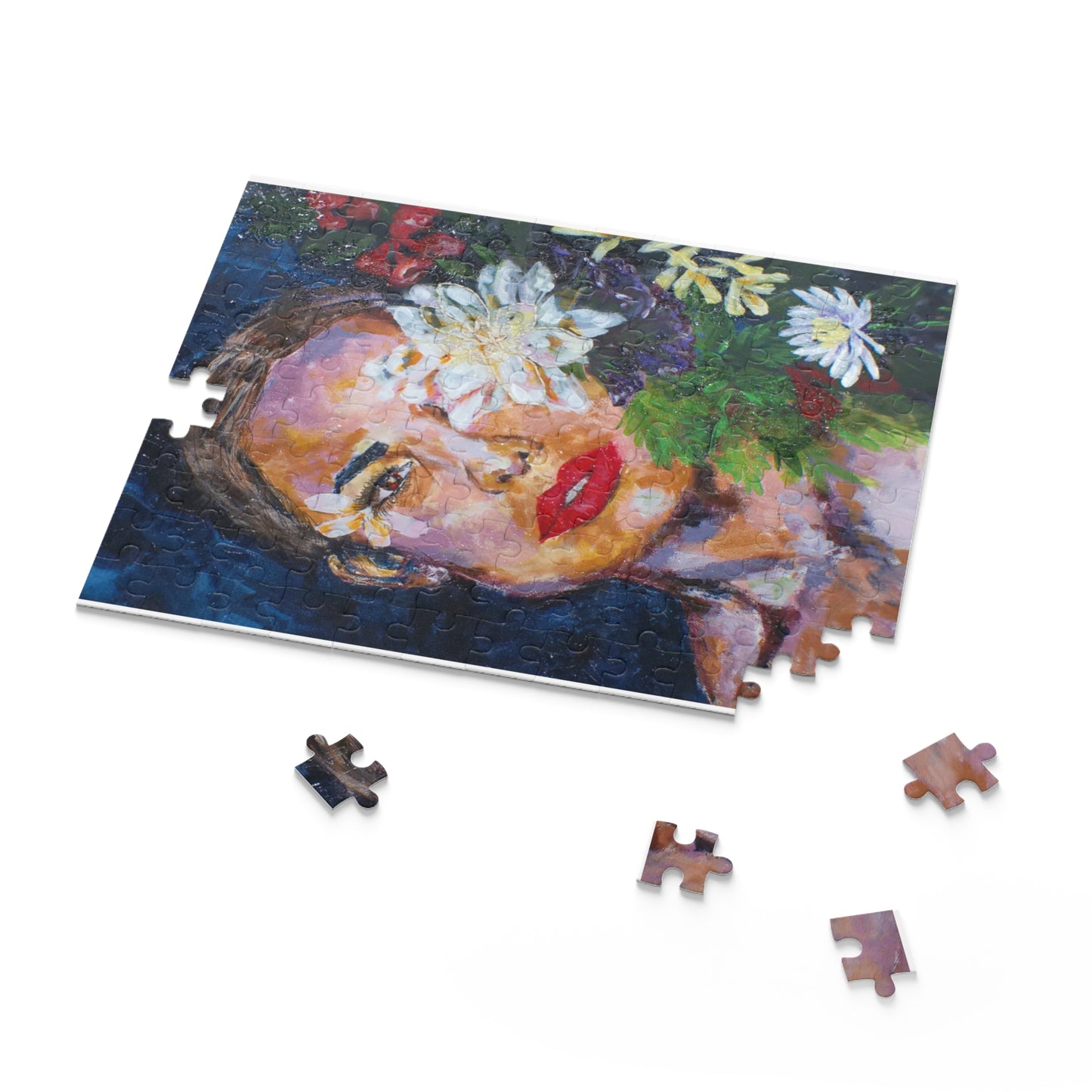 Artistic Floral Face Puzzle for Mindful Moments, Unique Gift, Puzzle Lover's Delight, Home Décor, Relaxing Activity