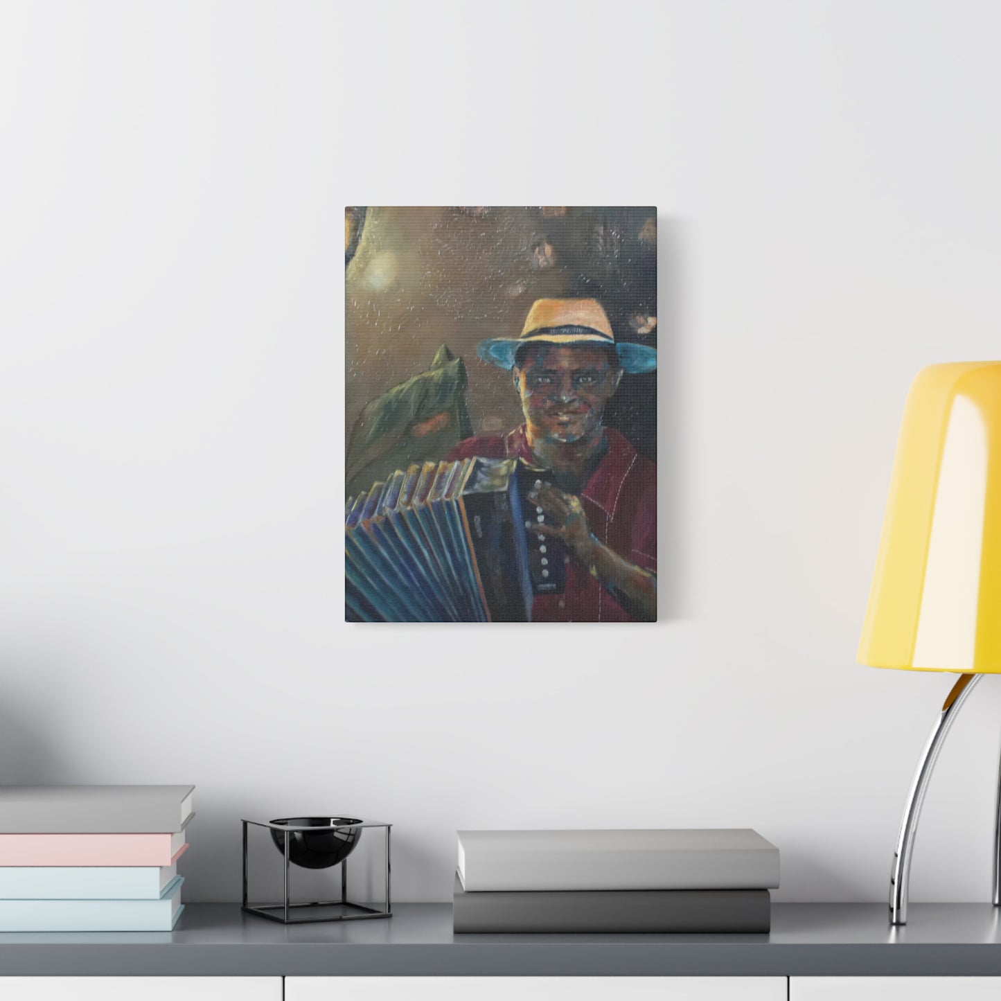 "Acordionista" Print on Matte Canvas - Merengue, Blues, Jazz Musician | Stretched 1.25" Wall Art