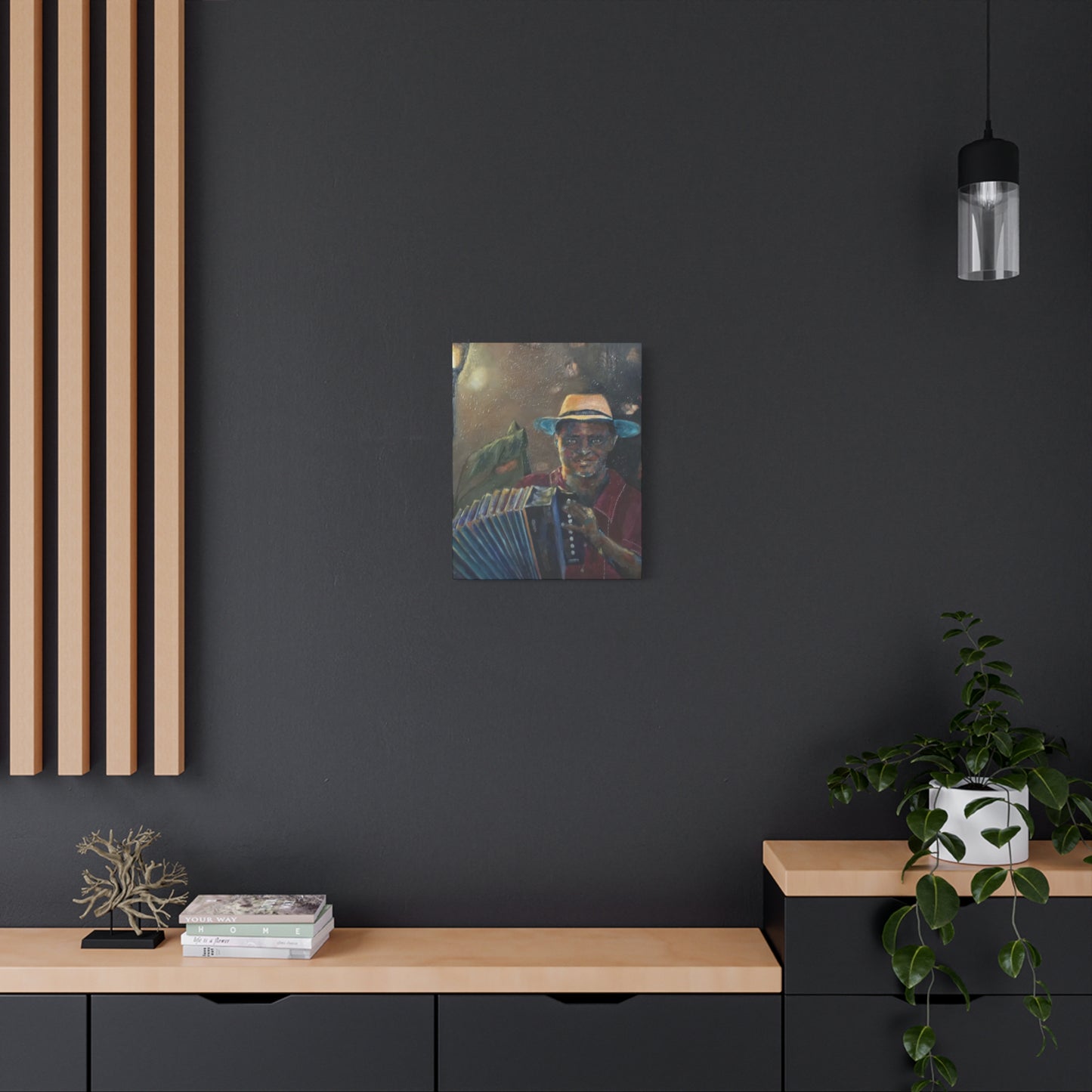 "Acordionista" Print on Matte Canvas - Merengue, Blues, Jazz Musician | Stretched 1.25" Wall Art