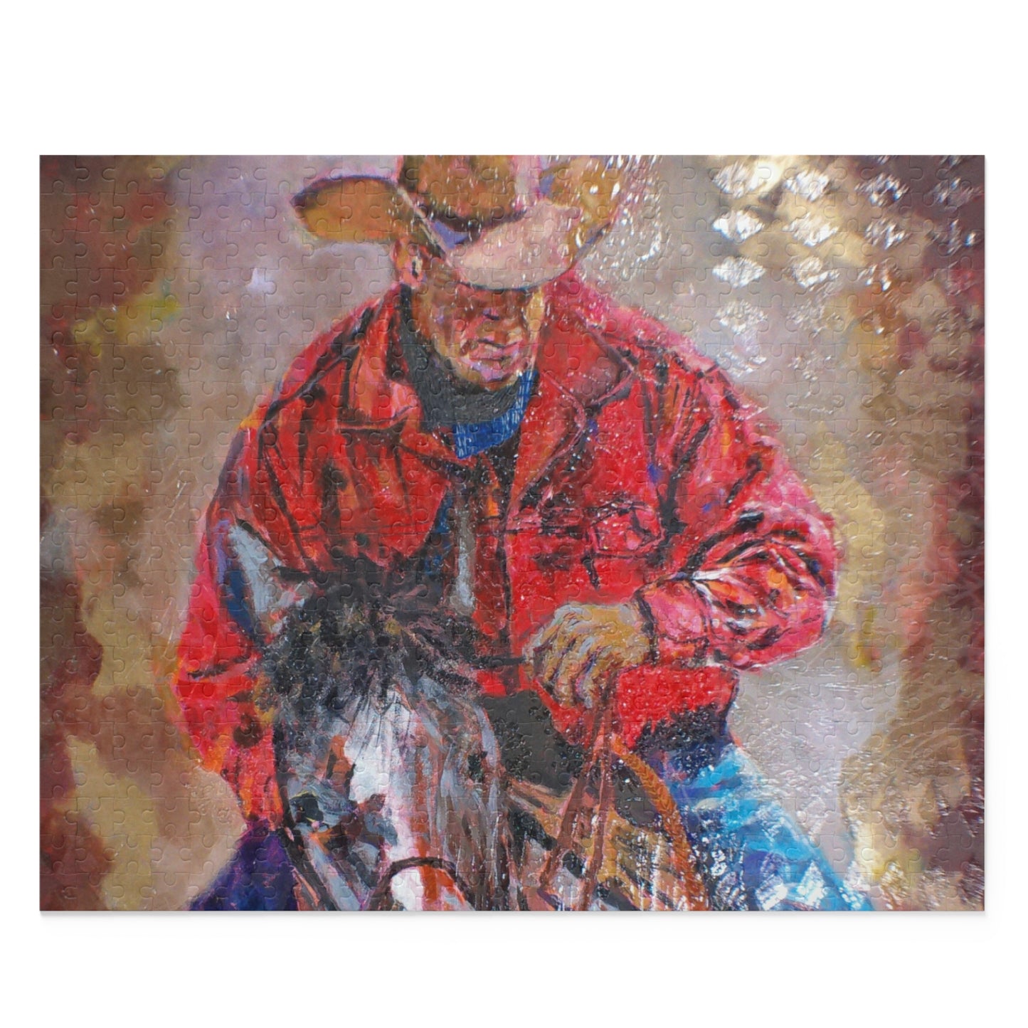 Western Cowboy Horse Riding Puzzle — Patriotic American Man Jigsaw (120/252/500 pcs)