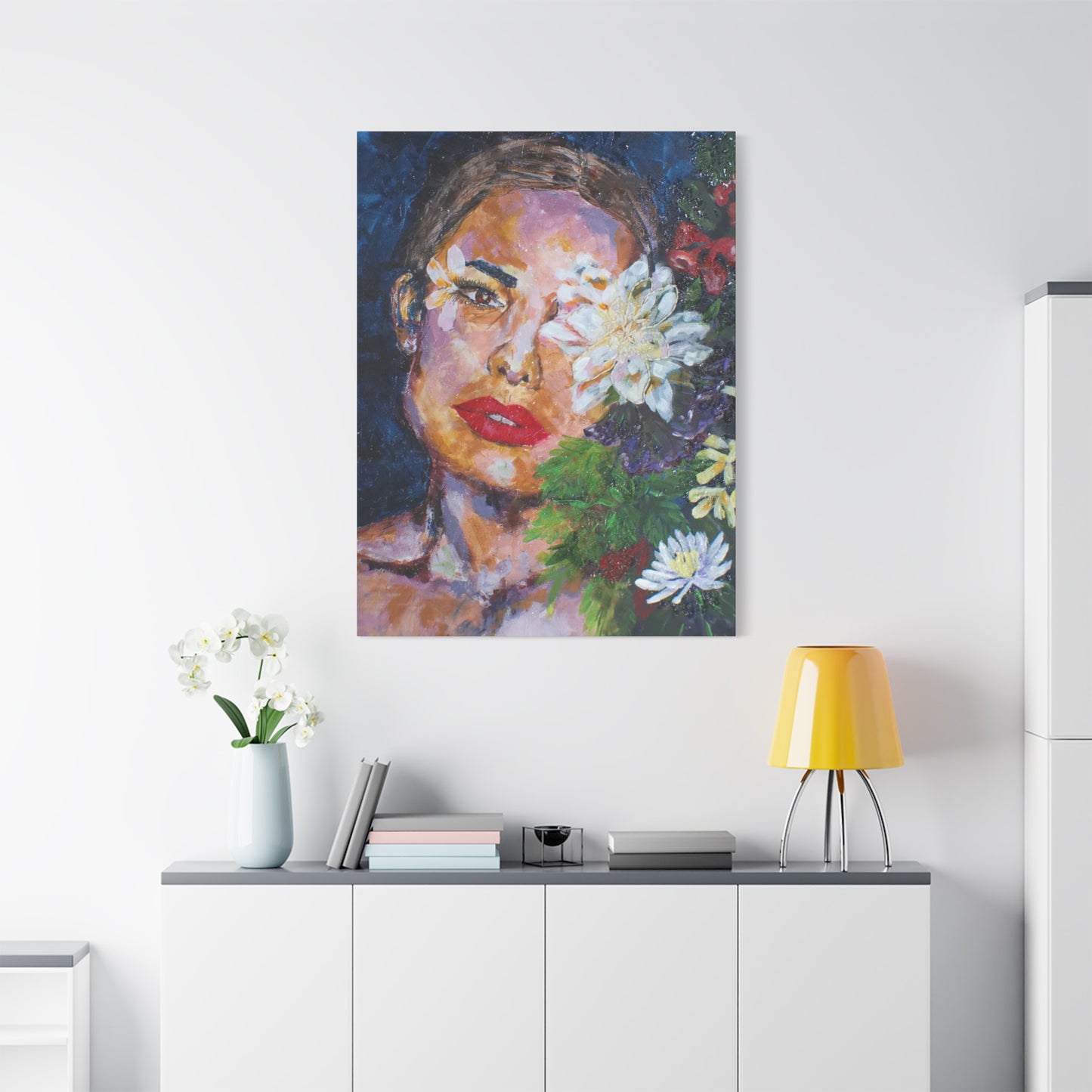 "American Beauty" Print on Matte Canvas - Beautiful Woman With Flowers | Stretched 1.25" Wall Art