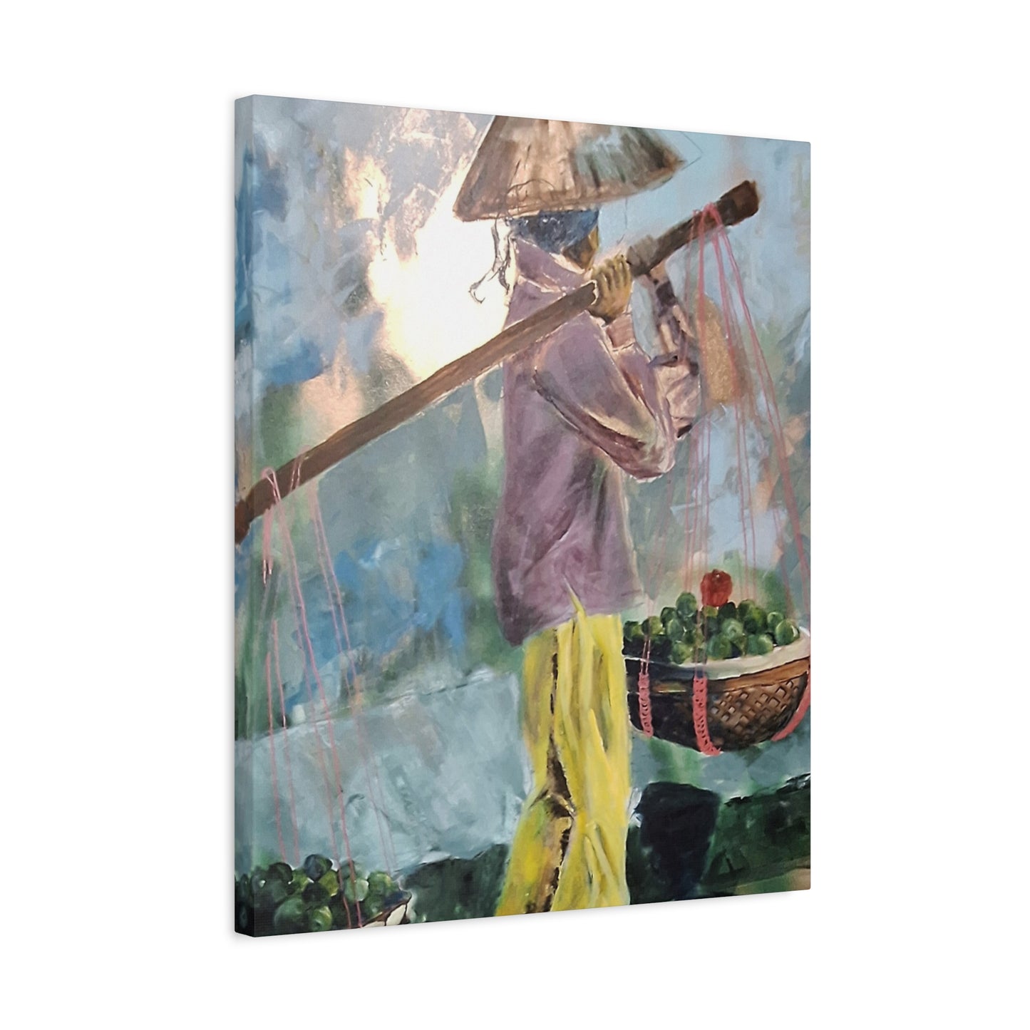 "Life Gave Her Lemons" Print on Matte Canvas - Asian Woman at the Market | Stretched 1.25" Wall Art