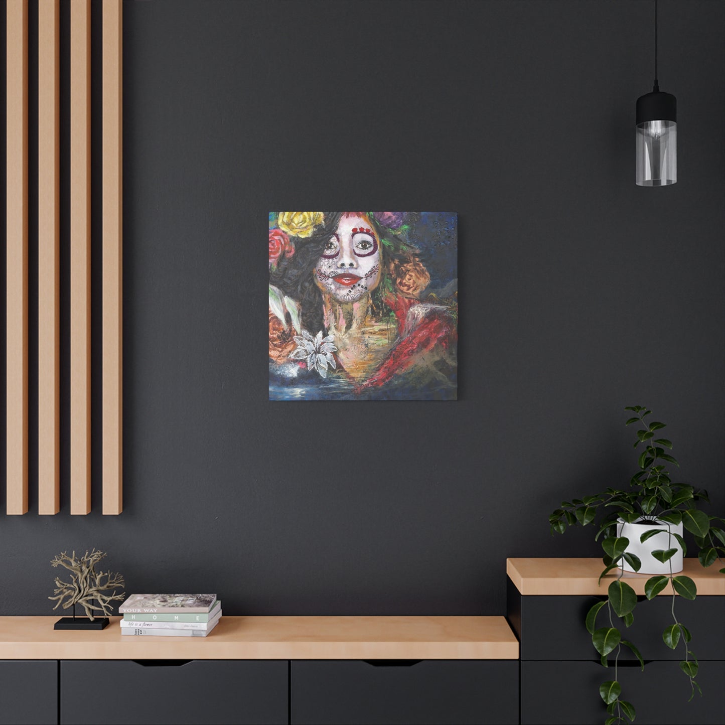 "Night Sugar" Print on Matte Canvas - Soulful Woman Sugarskull | Stretched 1.25" Wall Art