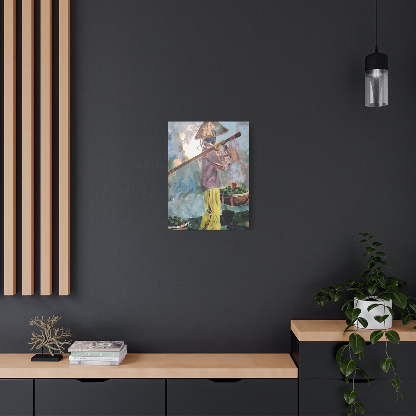 "Life Gave Her Lemons" Print on Matte Canvas - Asian Woman at the Market | Stretched 1.25" Wall Art