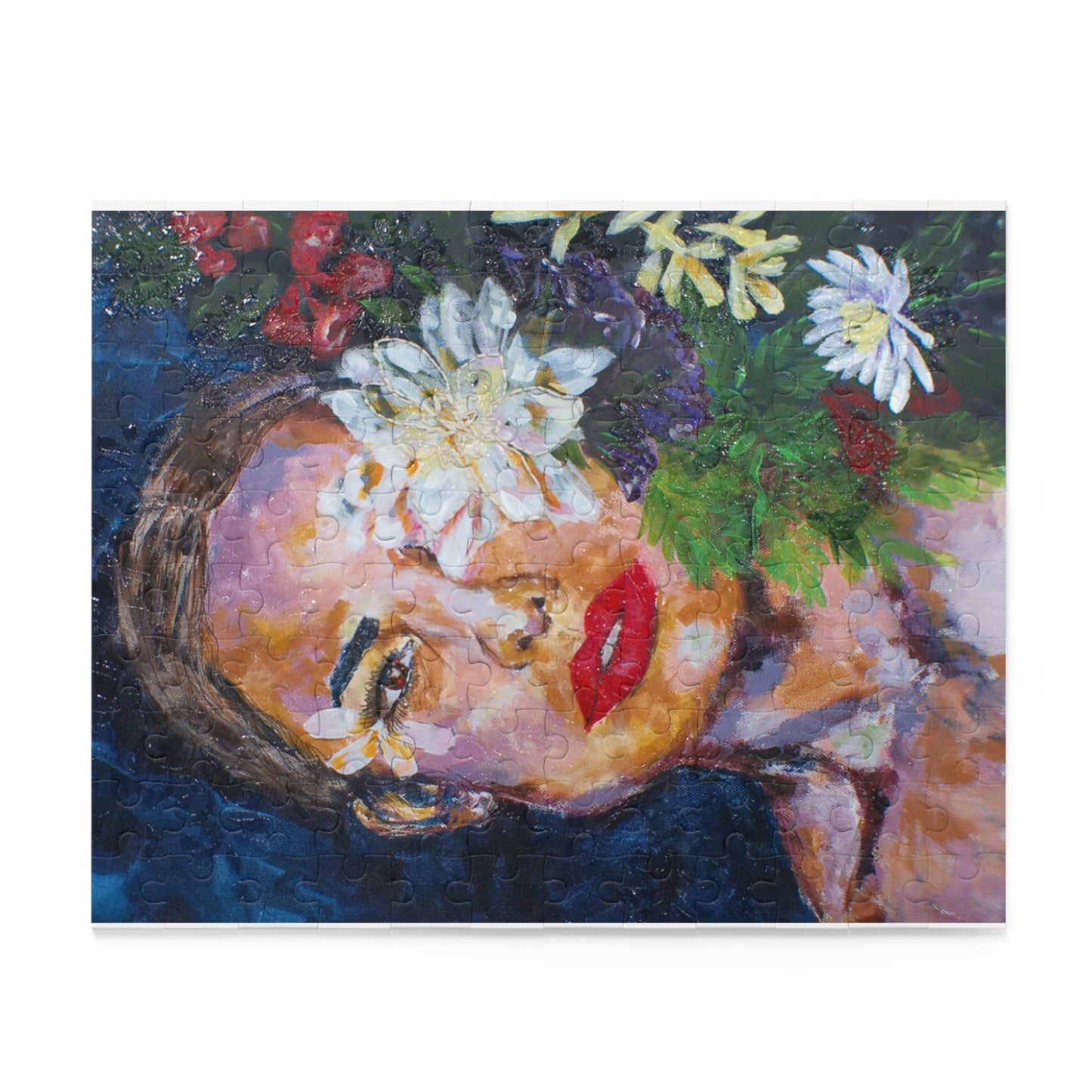 Artistic Floral Face Puzzle for Mindful Moments, Unique Gift, Puzzle Lover's Delight, Home Décor, Relaxing Activity