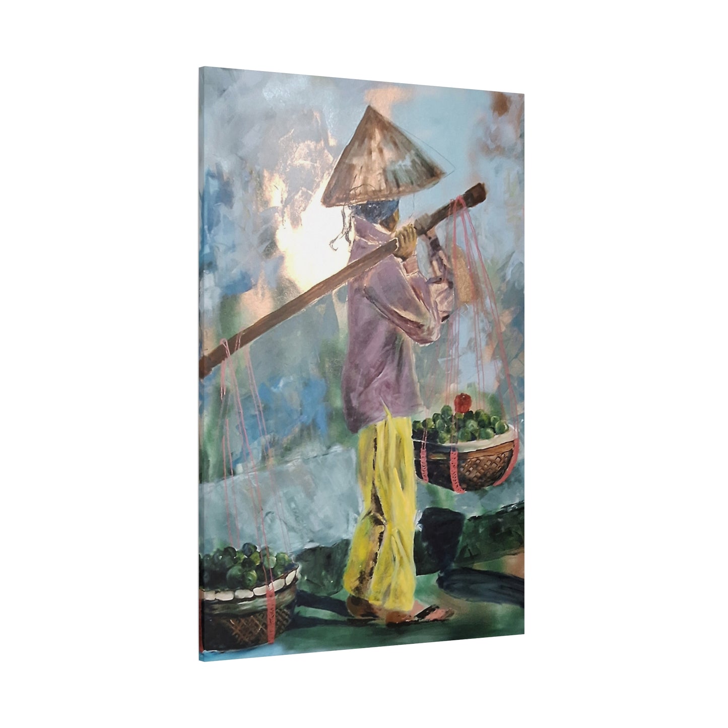 "Life Gave Her Lemons" Print on Matte Canvas - Asian Woman at the Market | Stretched 1.25" Wall Art