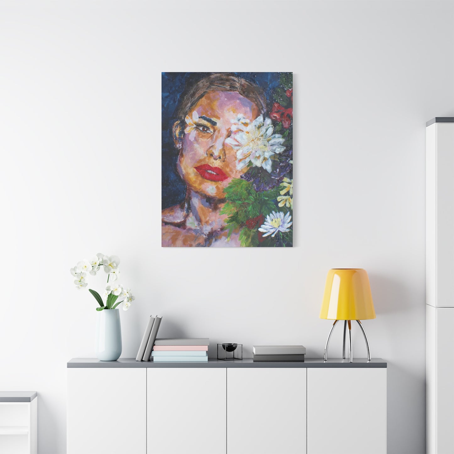 "American Beauty" Print on Matte Canvas - Beautiful Woman With Flowers | Stretched 1.25" Wall Art