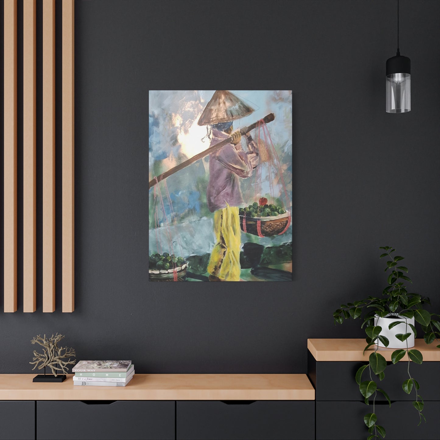 "Life Gave Her Lemons" Print on Matte Canvas - Asian Woman at the Market | Stretched 1.25" Wall Art