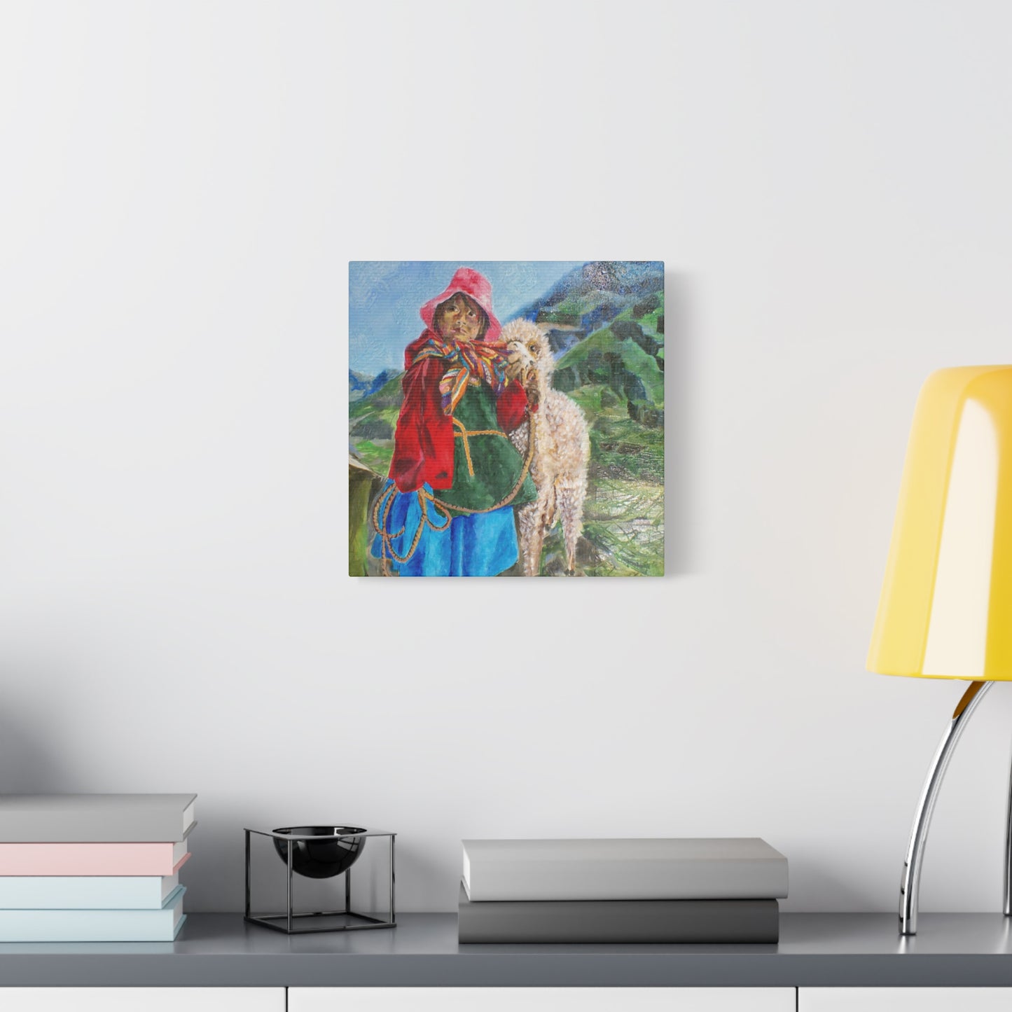 "Maria Had A Little Llama" Print on Matte Canvas - Child From The Andes | Stretched 1.25" Wall Art