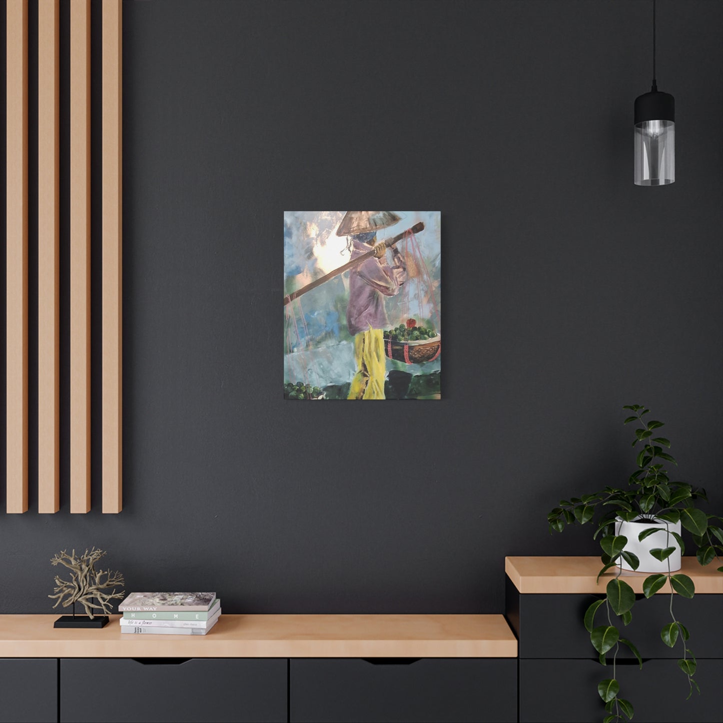 "Life Gave Her Lemons" Print on Matte Canvas - Asian Woman at the Market | Stretched 1.25" Wall Art