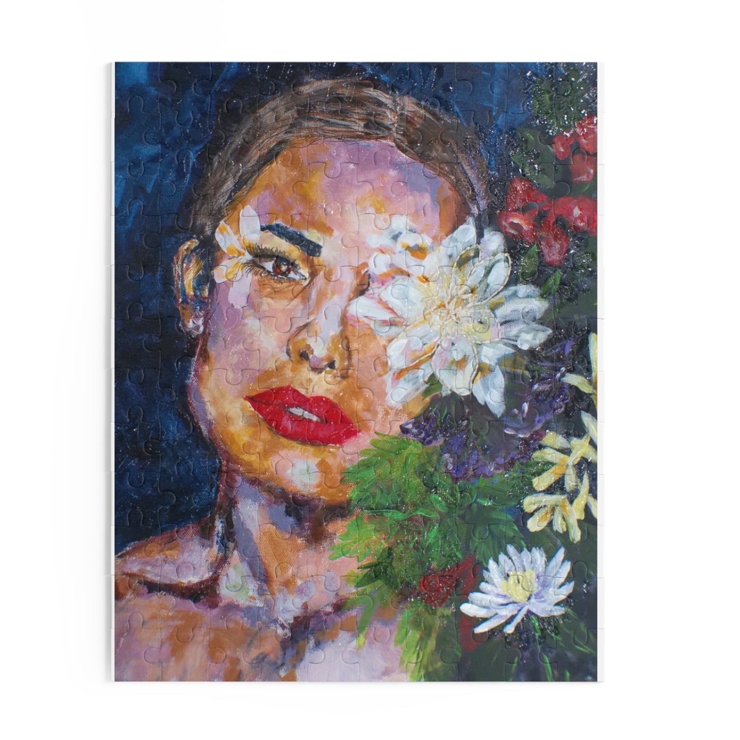 Artistic Floral Face Puzzle for Mindful Moments, Unique Gift, Puzzle Lover's Delight, Home Décor, Relaxing Activity