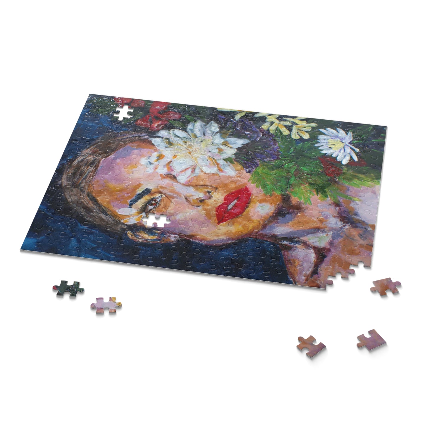 Artistic Floral Face Puzzle for Mindful Moments, Unique Gift, Puzzle Lover's Delight, Home Décor, Relaxing Activity