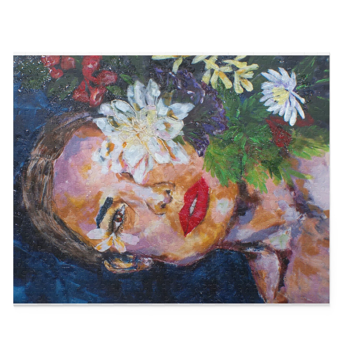 Artistic Floral Face Puzzle for Mindful Moments, Unique Gift, Puzzle Lover's Delight, Home Décor, Relaxing Activity