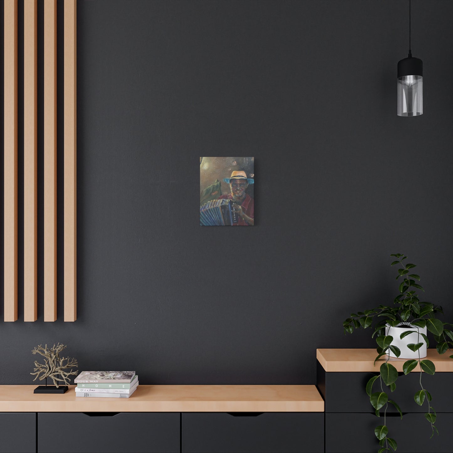 "Acordionista" Print on Matte Canvas - Merengue, Blues, Jazz Musician | Stretched 1.25" Wall Art