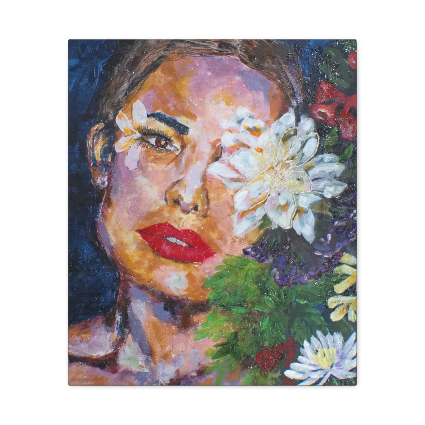 "American Beauty" Print on Matte Canvas - Beautiful Woman With Flowers | Stretched 1.25" Wall Art