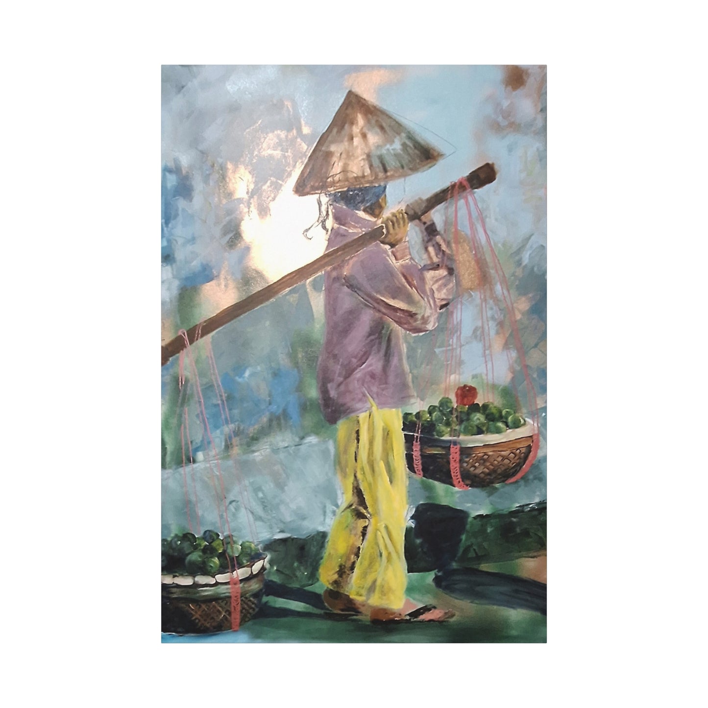 "Life Gave Her Lemons" Print on Matte Canvas - Asian Woman at the Market | Stretched 1.25" Wall Art