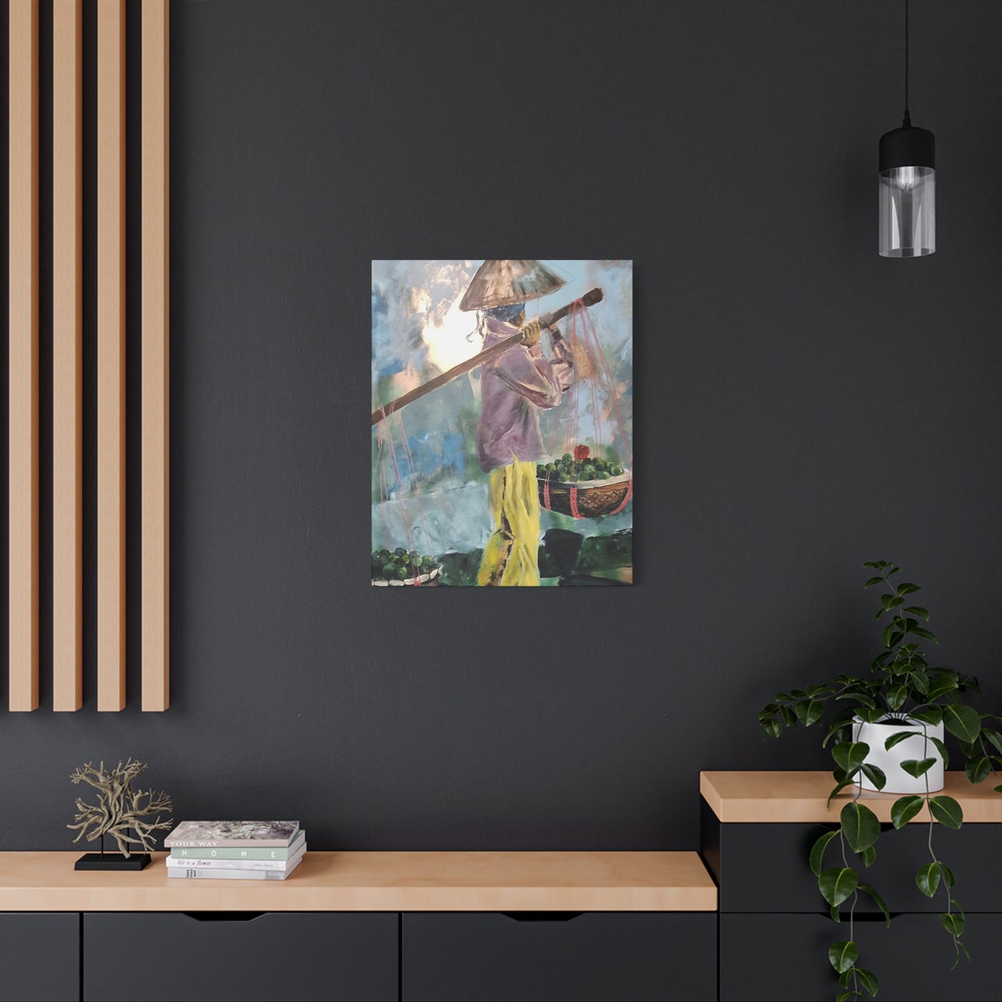"Life Gave Her Lemons" Print on Matte Canvas - Asian Woman at the Market | Stretched 1.25" Wall Art