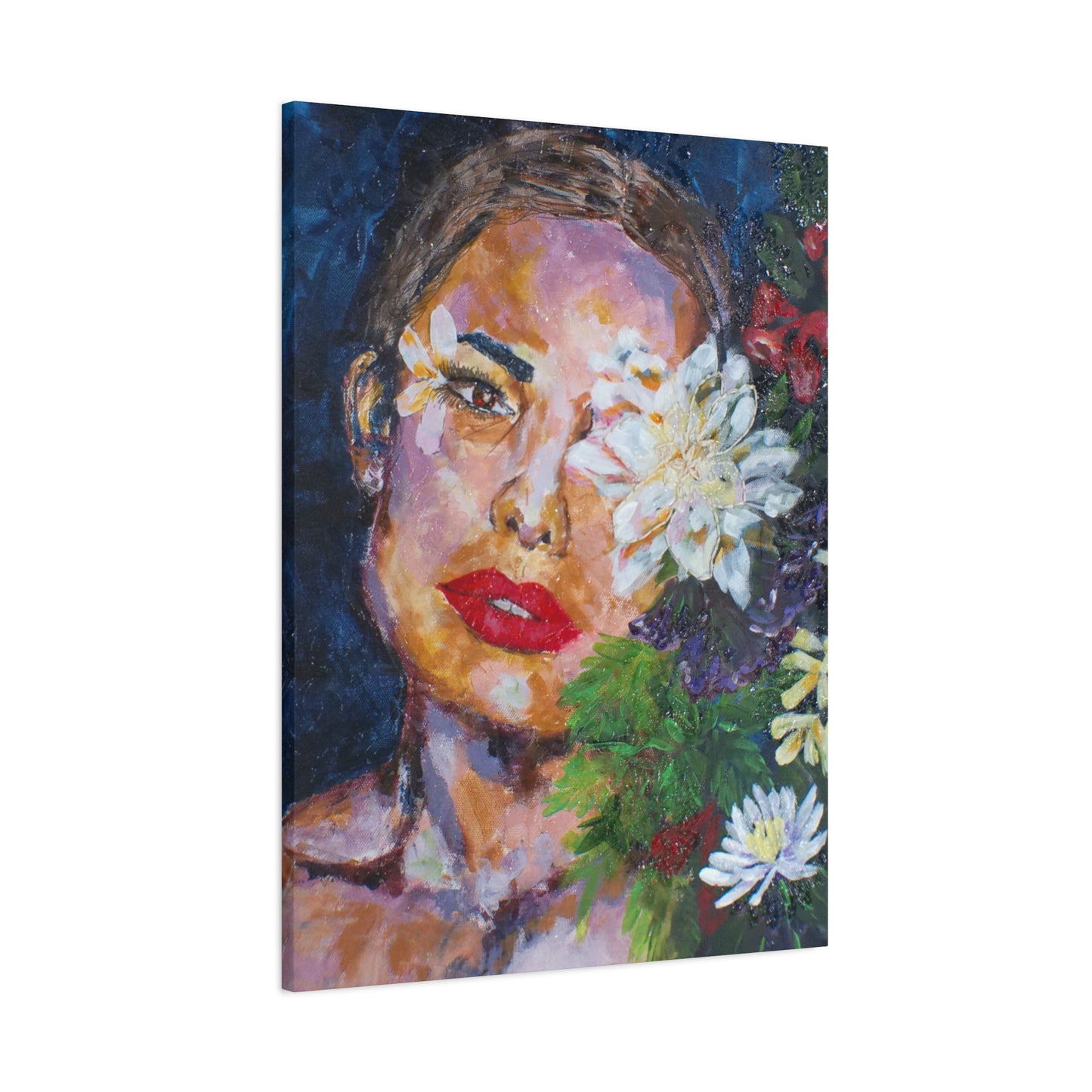 "American Beauty" Print on Matte Canvas - Beautiful Woman With Flowers | Stretched 1.25" Wall Art
