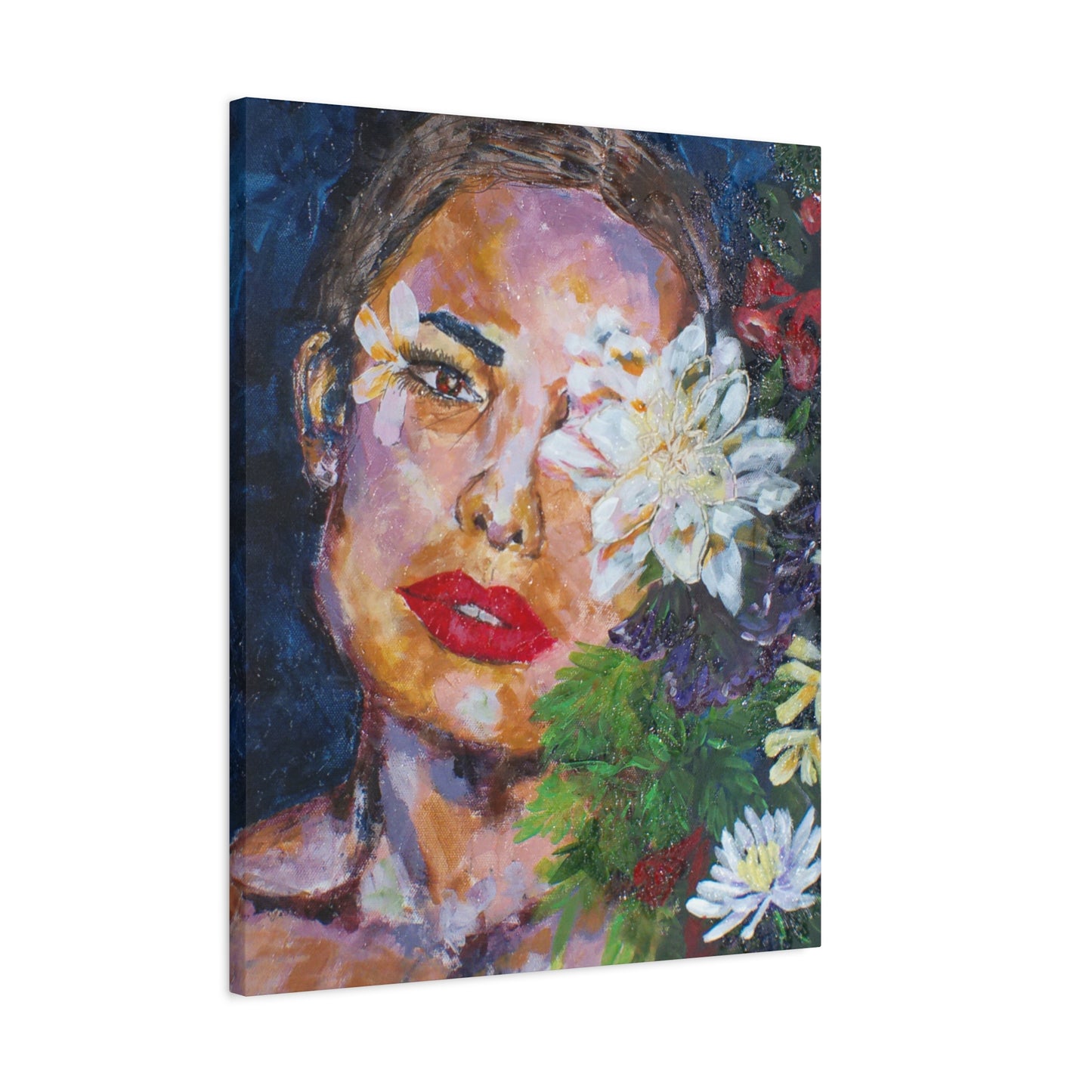 "American Beauty" Print on Matte Canvas - Beautiful Woman With Flowers | Stretched 1.25" Wall Art
