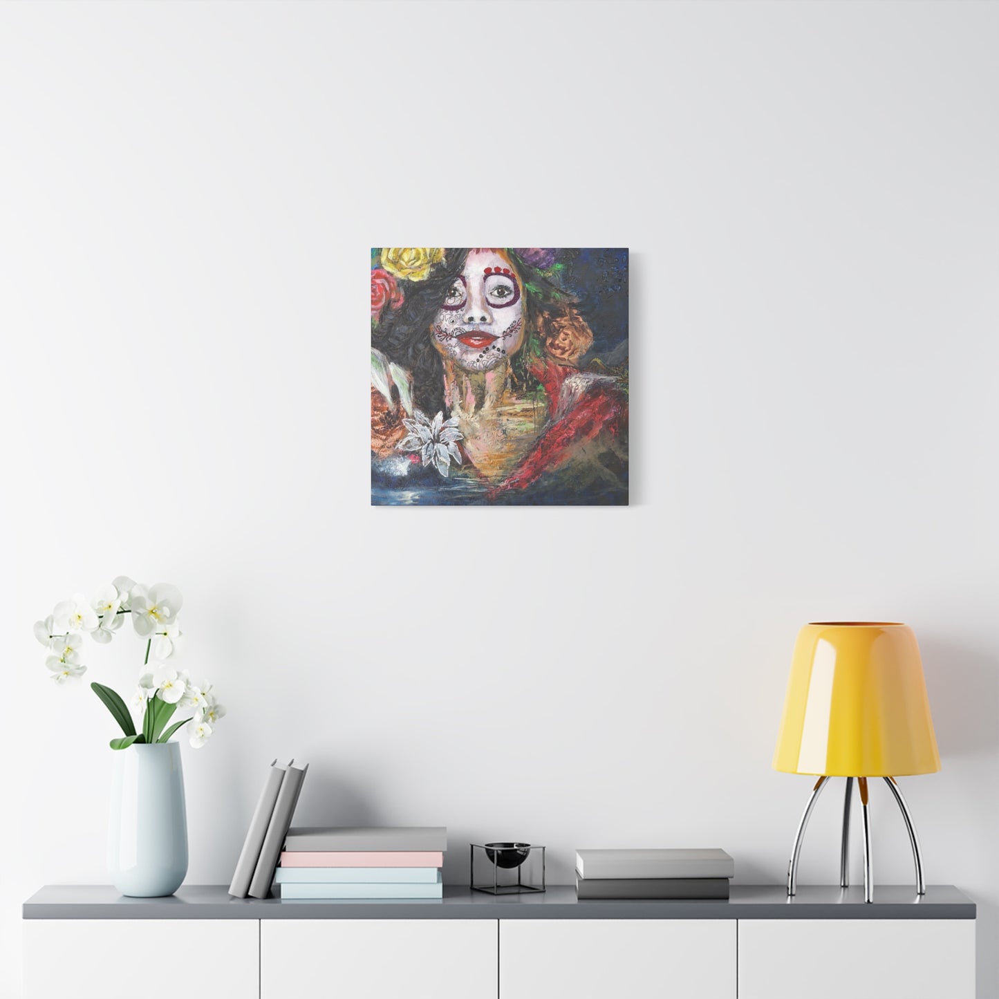 "Night Sugar" Print on Matte Canvas - Soulful Woman Sugarskull | Stretched 1.25" Wall Art
