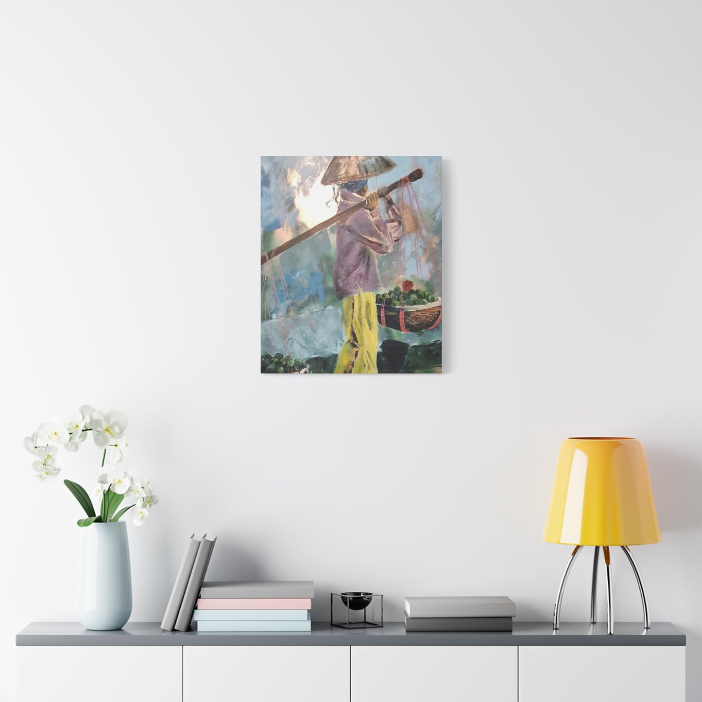"Life Gave Her Lemons" Print on Matte Canvas - Asian Woman at the Market | Stretched 1.25" Wall Art