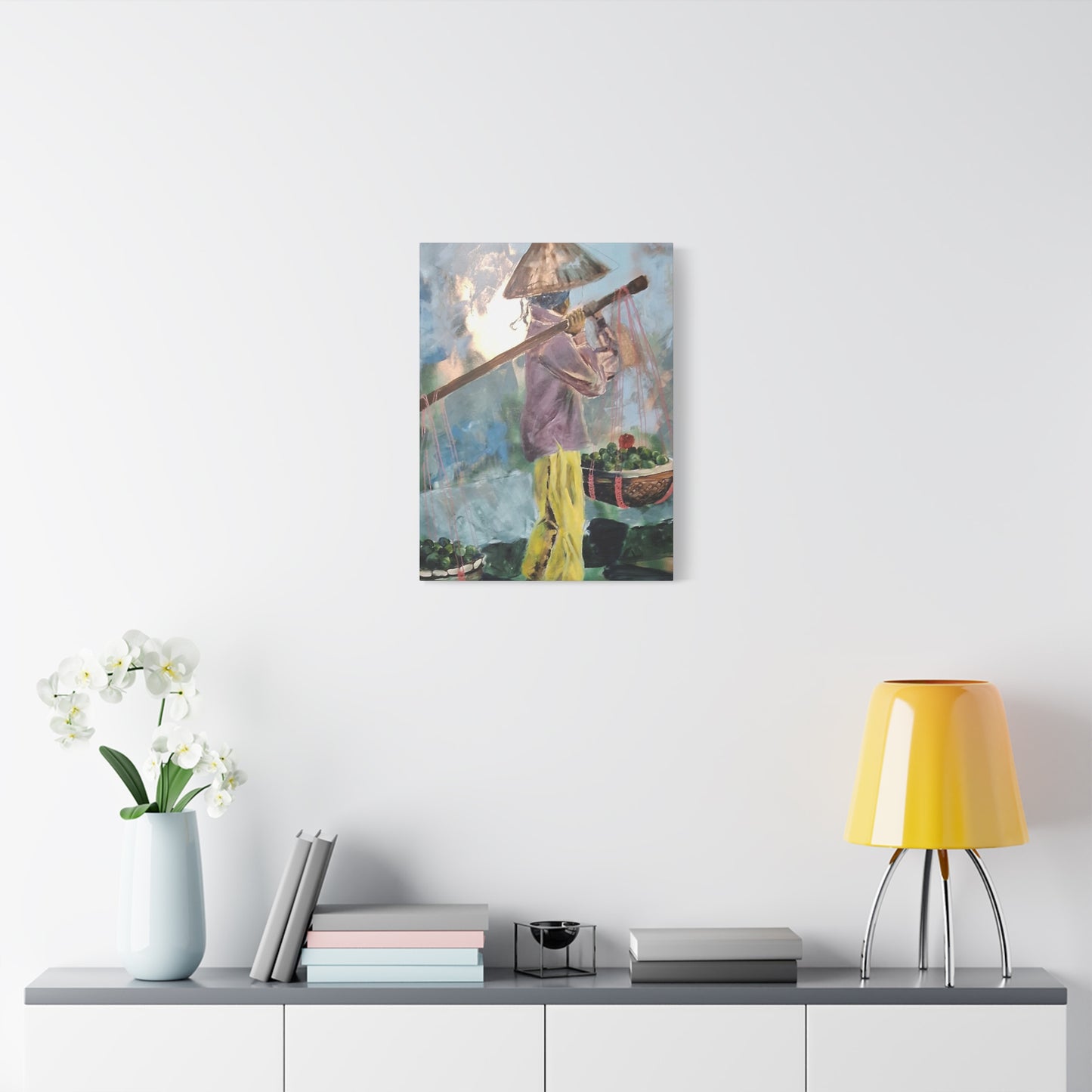 "Life Gave Her Lemons" Print on Matte Canvas - Asian Woman at the Market | Stretched 1.25" Wall Art