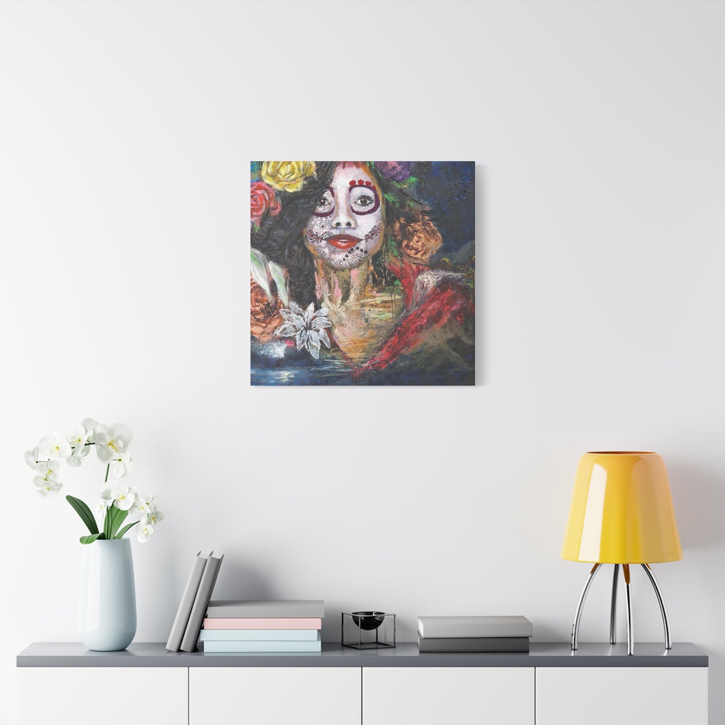 "Night Sugar" Print on Matte Canvas - Soulful Woman Sugarskull | Stretched 1.25" Wall Art