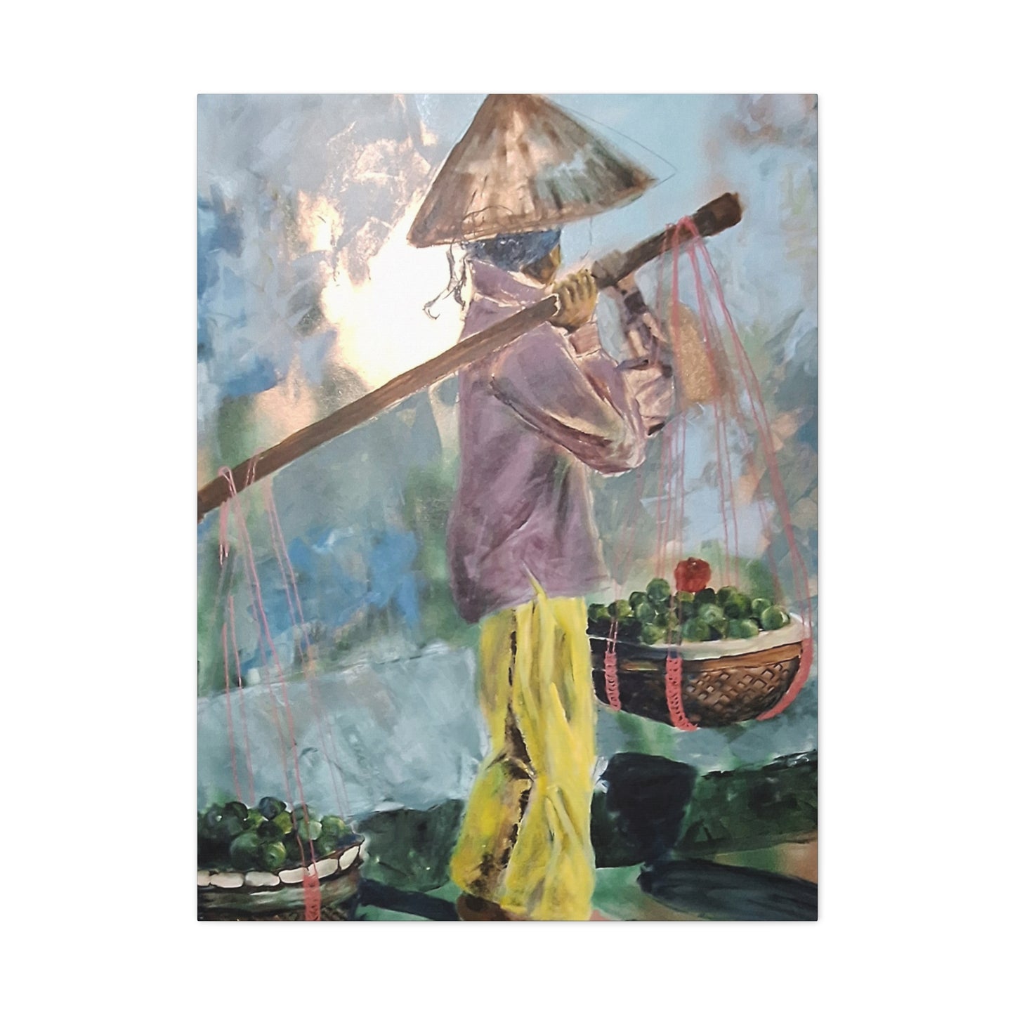 "Life Gave Her Lemons" Print on Matte Canvas - Asian Woman at the Market | Stretched 1.25" Wall Art