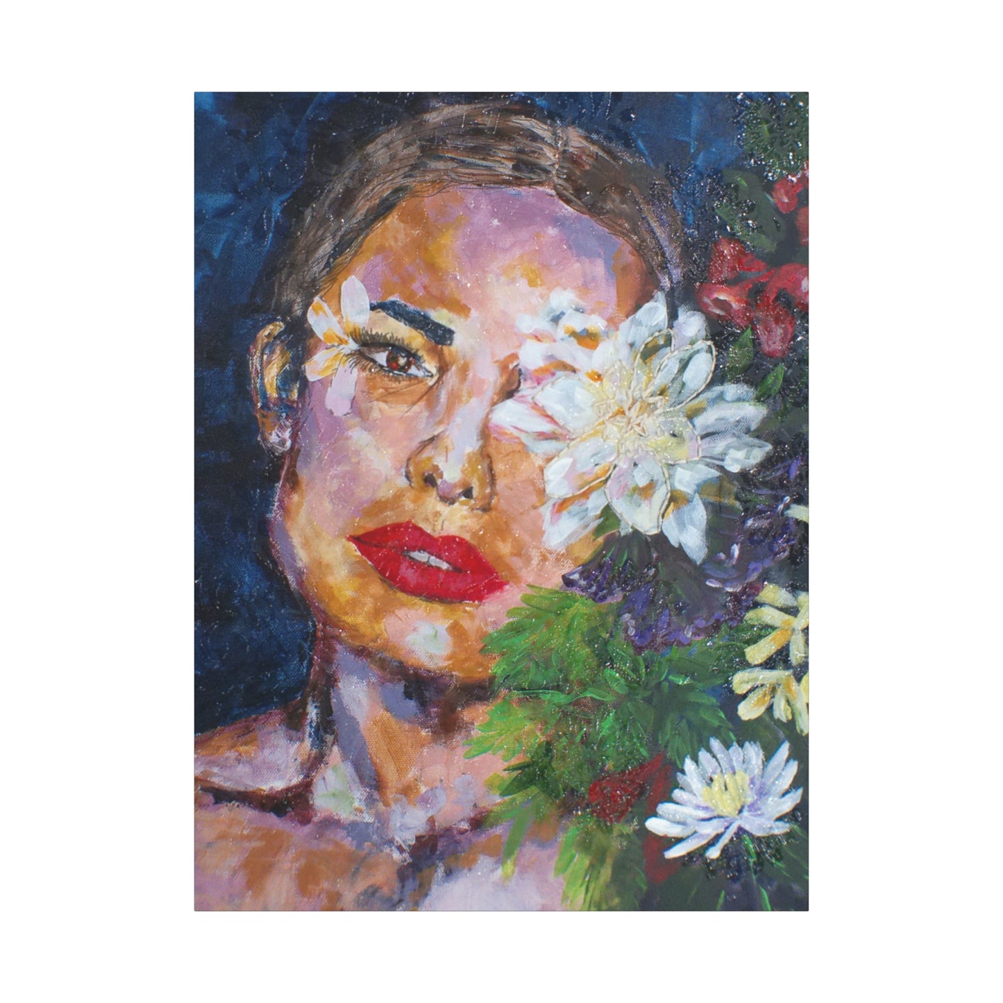 "American Beauty" Print on Matte Canvas - Beautiful Woman With Flowers | Stretched 1.25" Wall Art