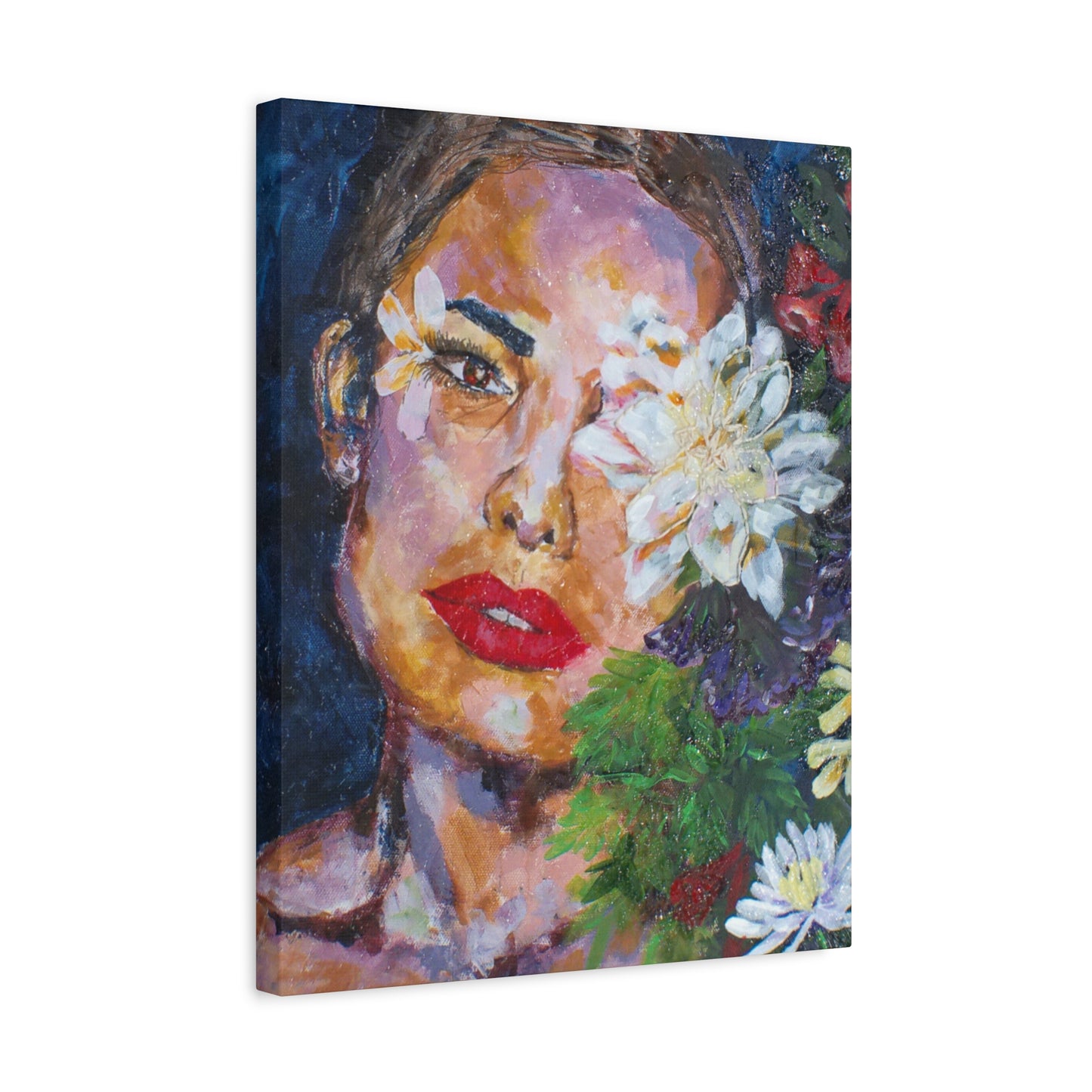 "American Beauty" Print on Matte Canvas - Beautiful Woman With Flowers | Stretched 1.25" Wall Art