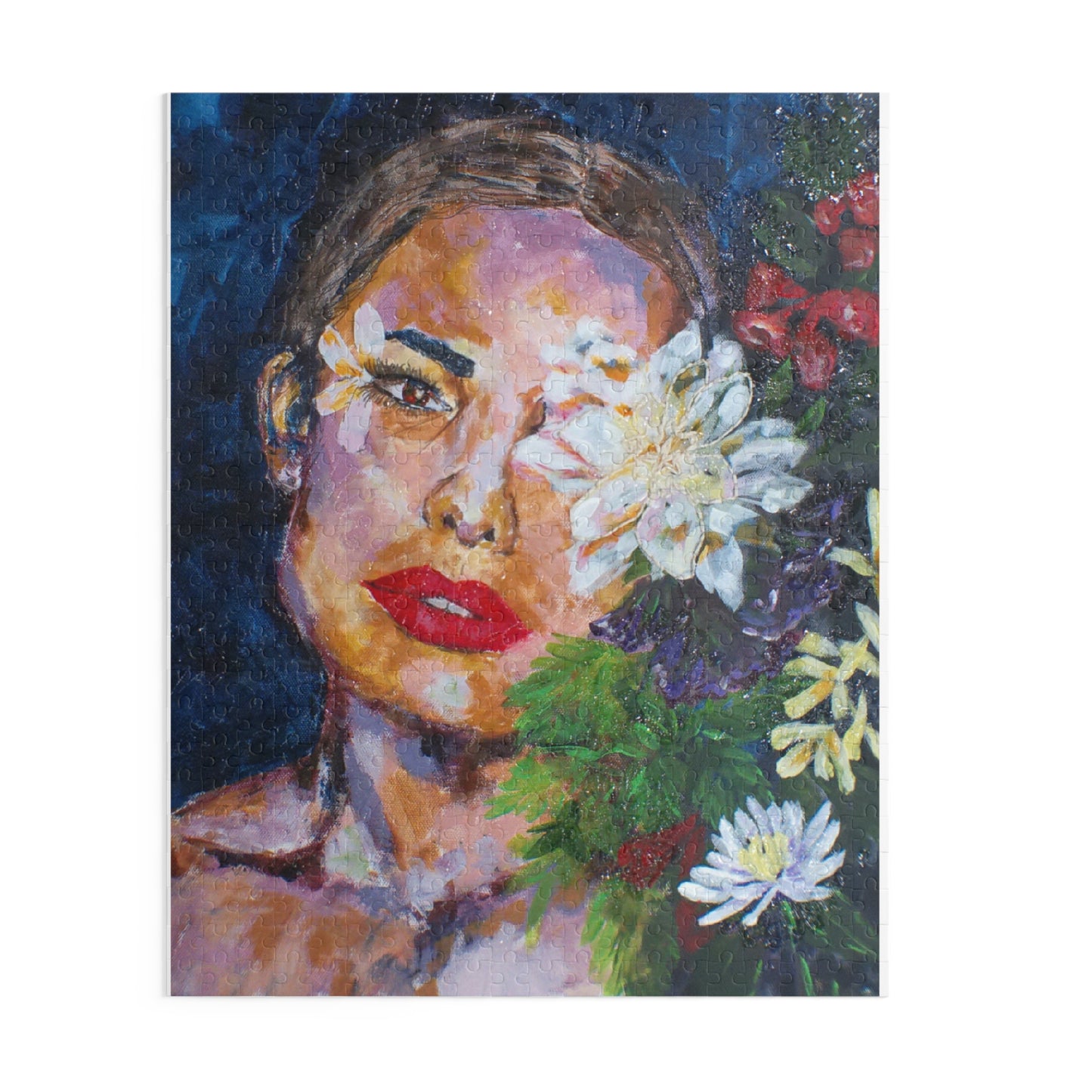 Artistic Floral Face Puzzle for Mindful Moments, Unique Gift, Puzzle Lover's Delight, Home Décor, Relaxing Activity