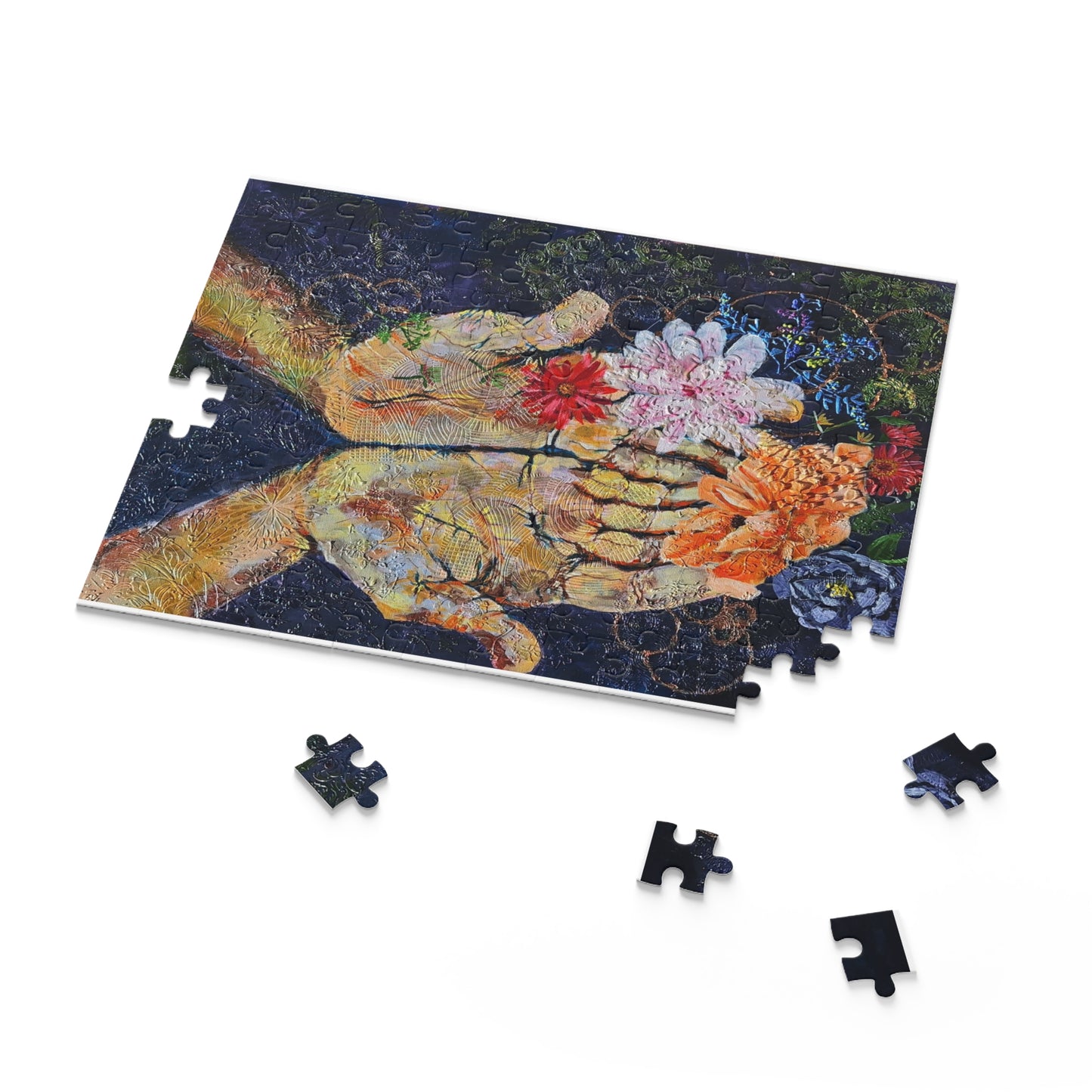 Hands and Flowers Gratitude Puzzle - 120, 252, 500-Piece Jigsaw, Artistic Decor, Halloween, Celebrations, Gift for Puzzle Lovers