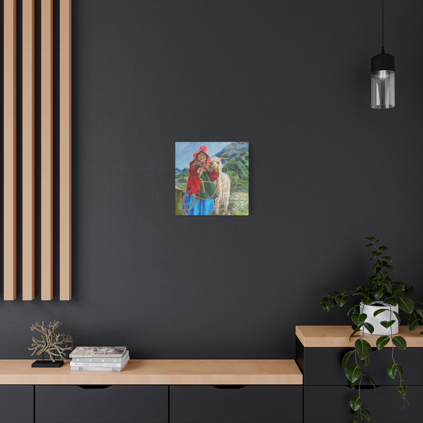 "Maria Had A Little Llama" Print on Matte Canvas - Child From The Andes | Stretched 1.25" Wall Art
