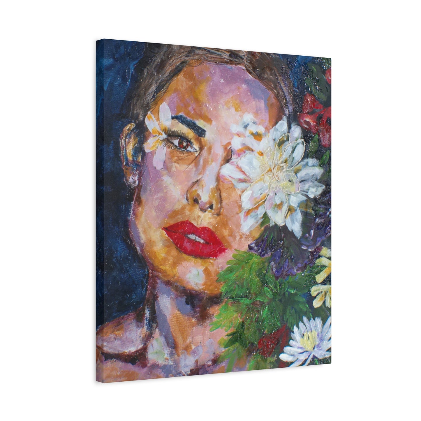 "American Beauty" Print on Matte Canvas - Beautiful Woman With Flowers | Stretched 1.25" Wall Art
