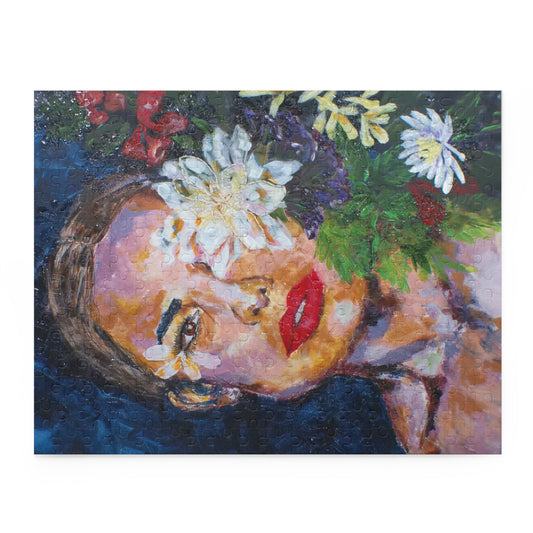 Artistic Floral Face Puzzle for Mindful Moments, Unique Gift, Puzzle Lover's Delight, Home Décor, Relaxing Activity