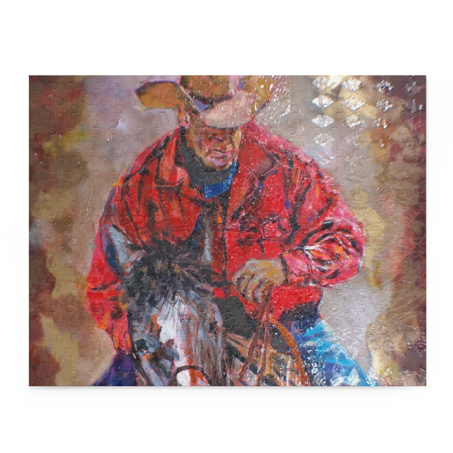 Western Cowboy Horse Riding Puzzle — Patriotic American Man Jigsaw (120/252/500 pcs)