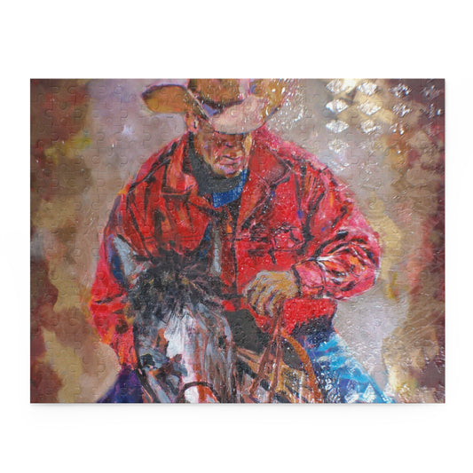 Western Cowboy Horse Riding Puzzle — Patriotic American Man Jigsaw (120/252/500 pcs)