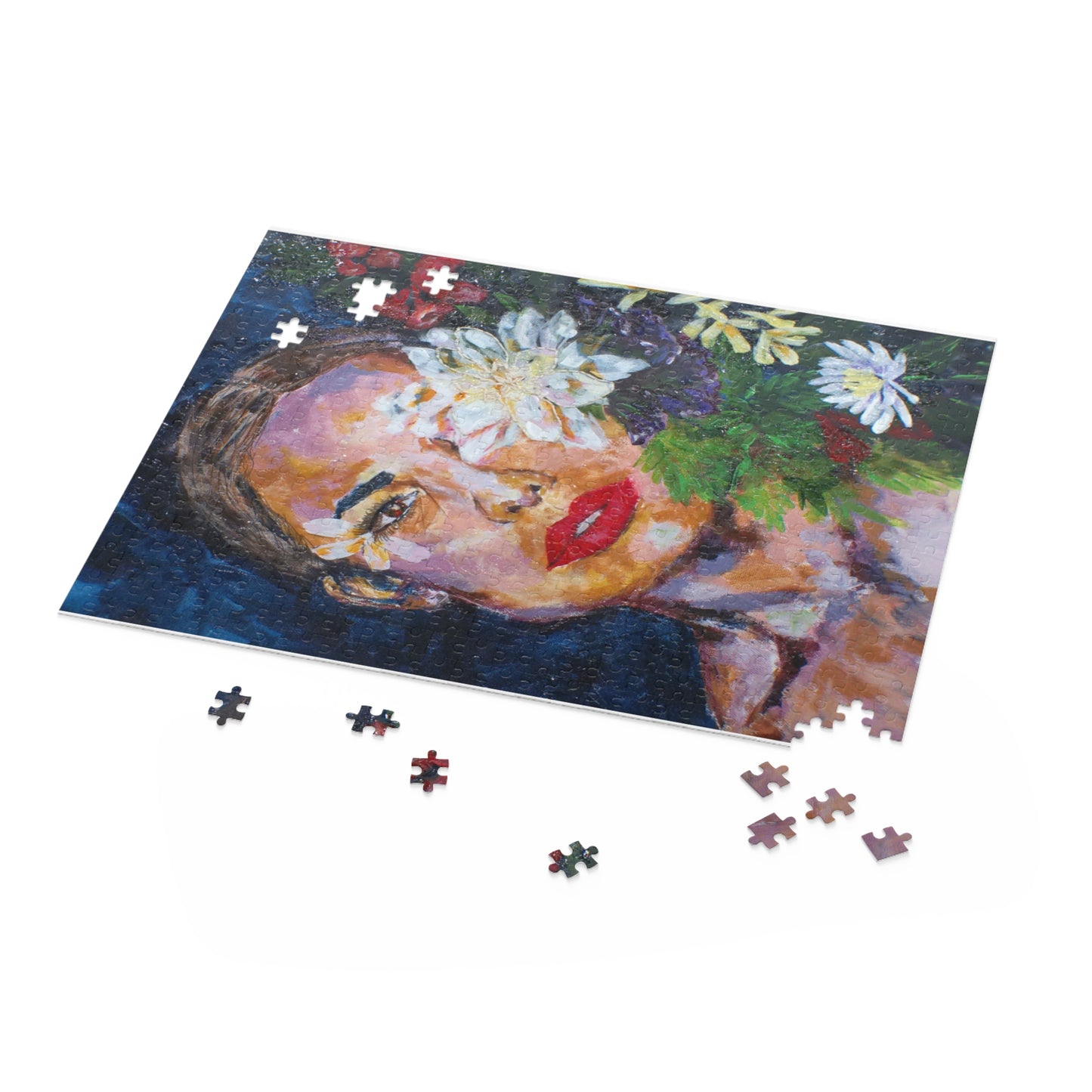 Artistic Floral Face Puzzle for Mindful Moments, Unique Gift, Puzzle Lover's Delight, Home Décor, Relaxing Activity
