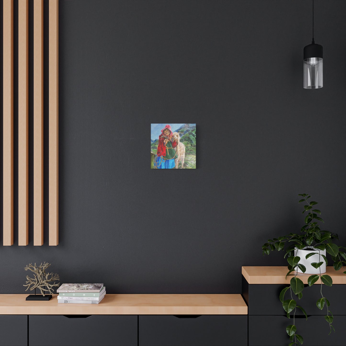 "Maria Had A Little Llama" Print on Matte Canvas - Child From The Andes | Stretched 1.25" Wall Art