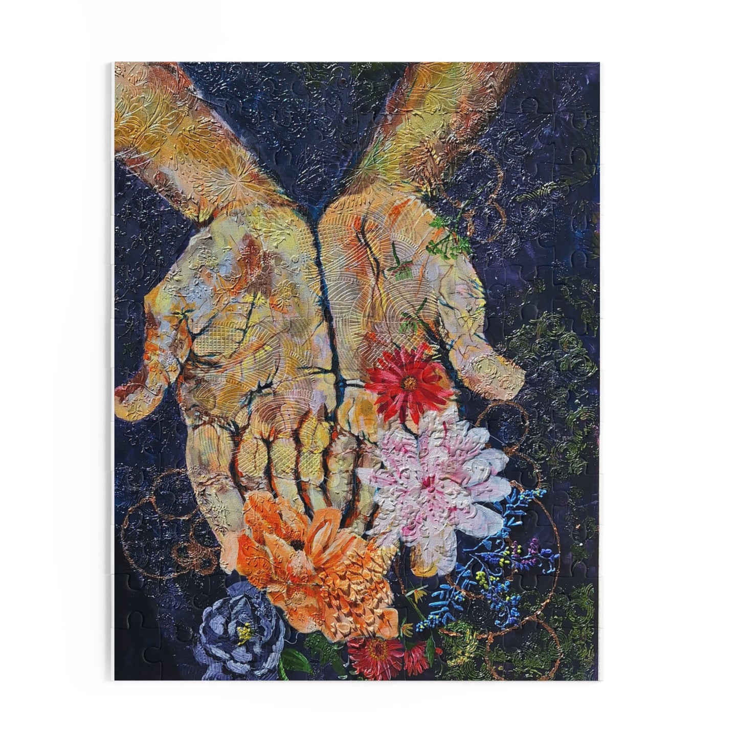 Hands and Flowers Gratitude Puzzle - 120, 252, 500-Piece Jigsaw, Artistic Decor, Halloween, Celebrations, Gift for Puzzle Lovers