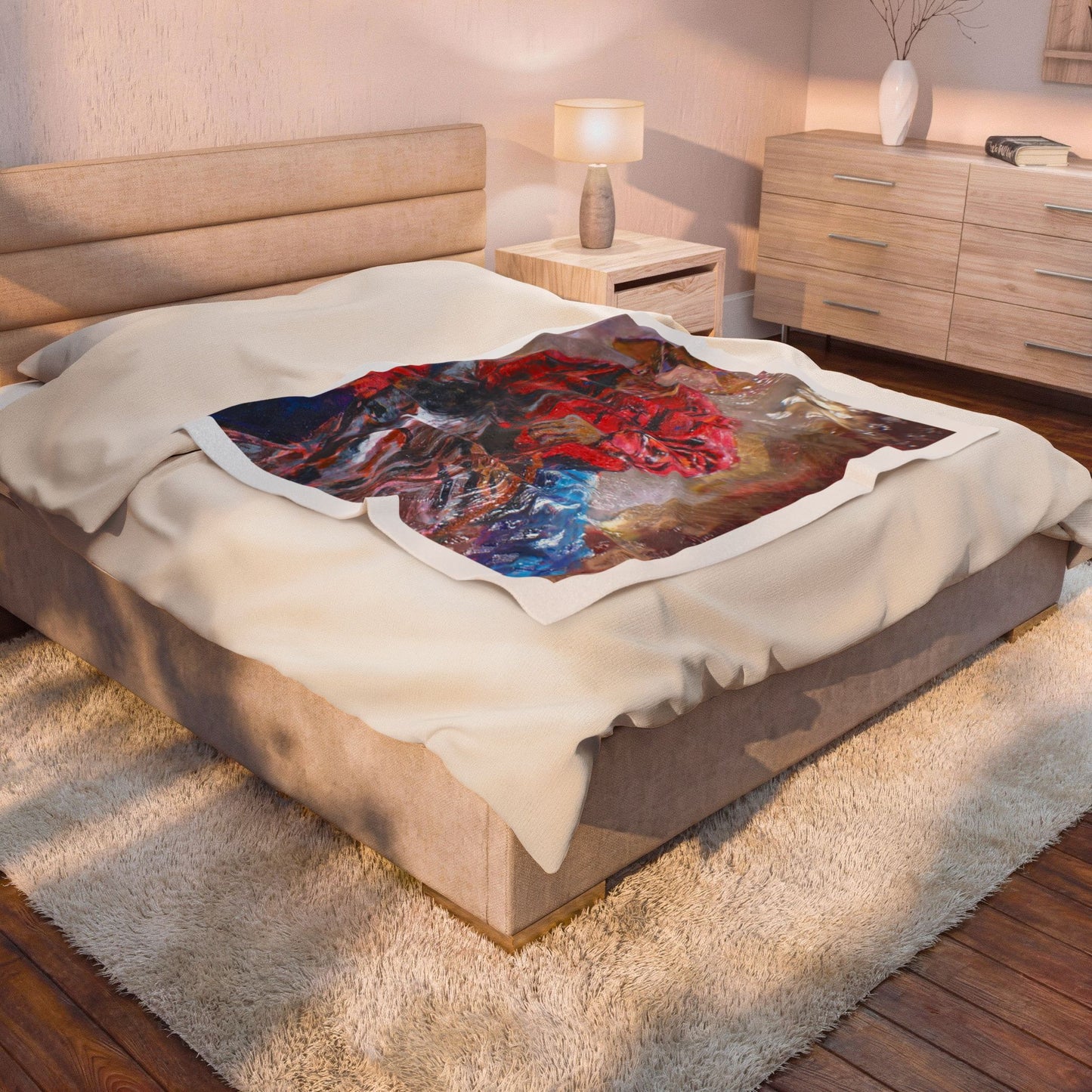 Western Cowboy Art Velveteen Plush Blanket – Vibrant Rodeo Horse & Rider Throw
