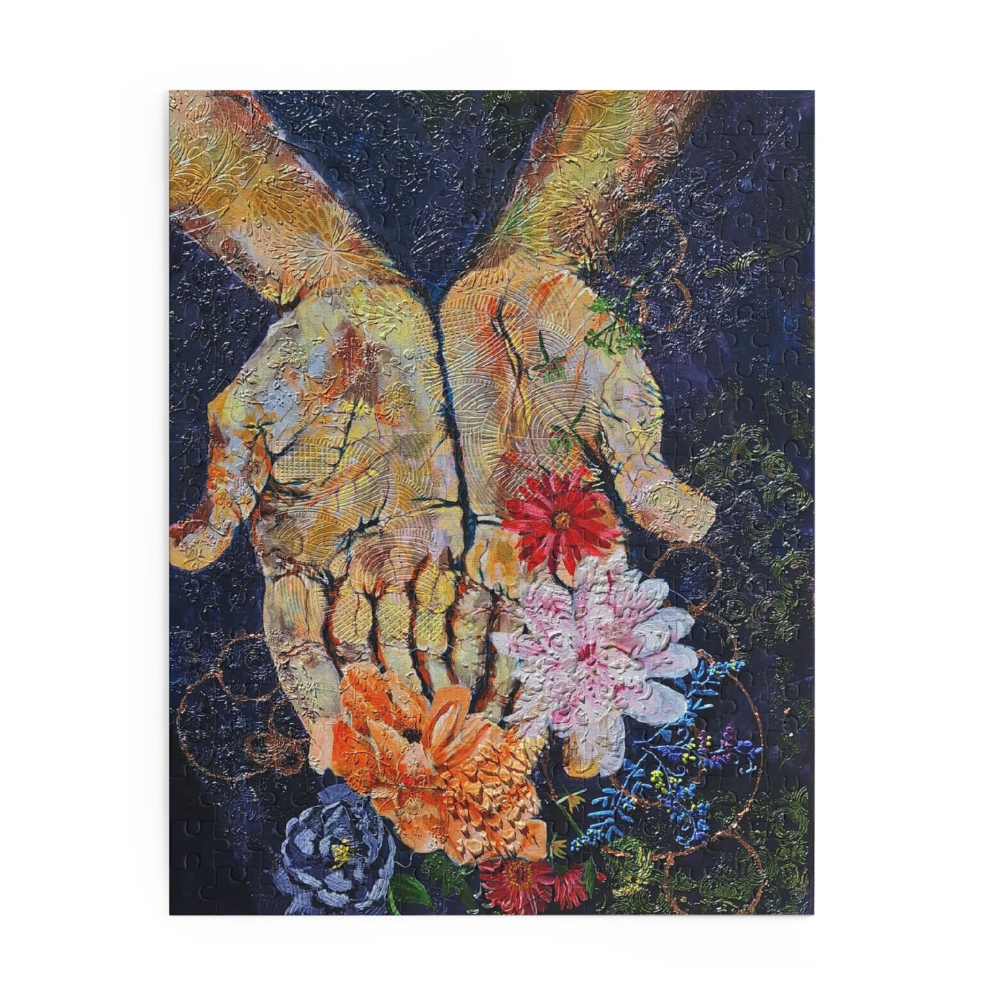 Hands and Flowers Gratitude Puzzle - 120, 252, 500-Piece Jigsaw, Artistic Decor, Halloween, Celebrations, Gift for Puzzle Lovers