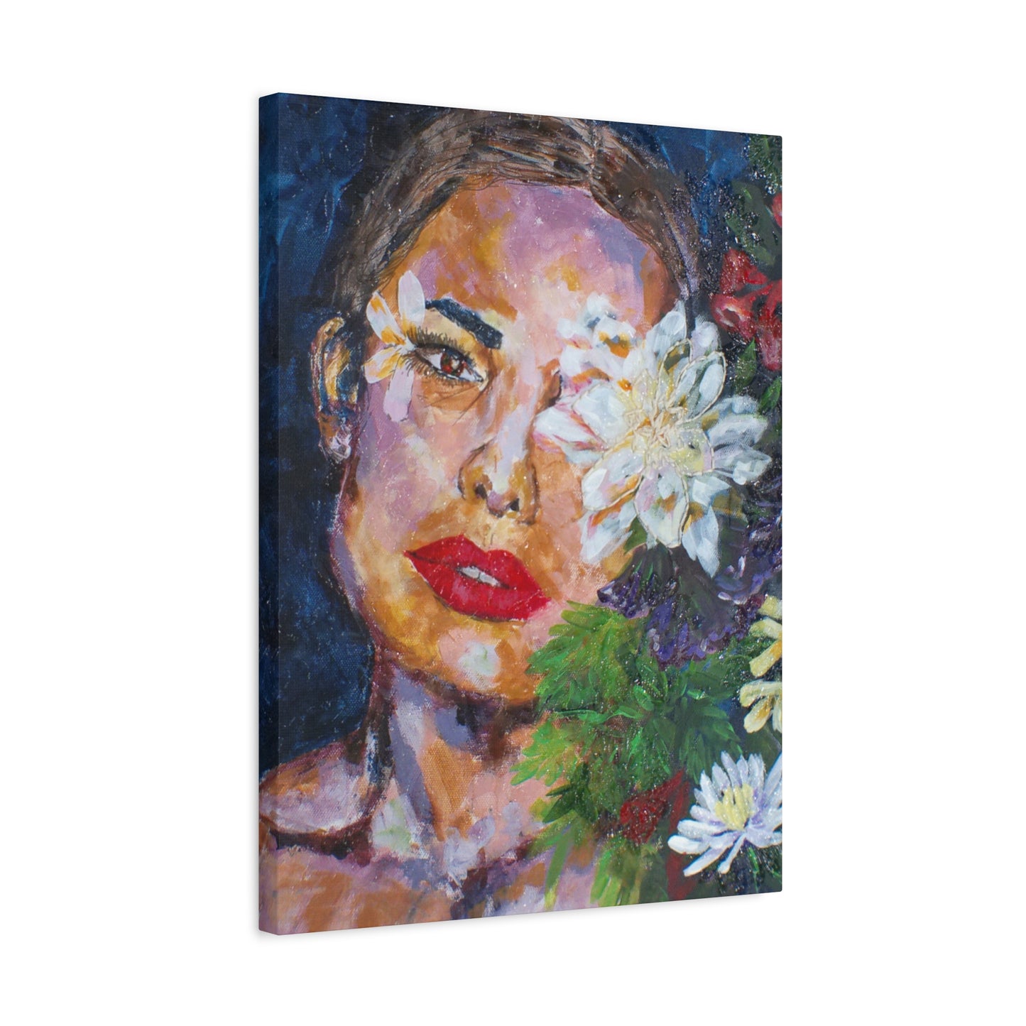 "American Beauty" Print on Matte Canvas - Beautiful Woman With Flowers | Stretched 1.25" Wall Art